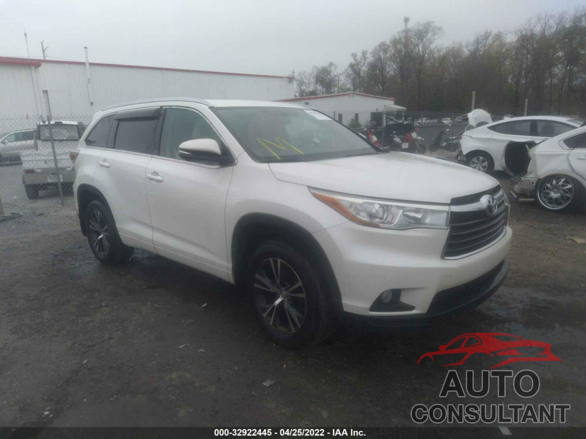 TOYOTA HIGHLANDER 2016 - 5TDJKRFHXGS263541