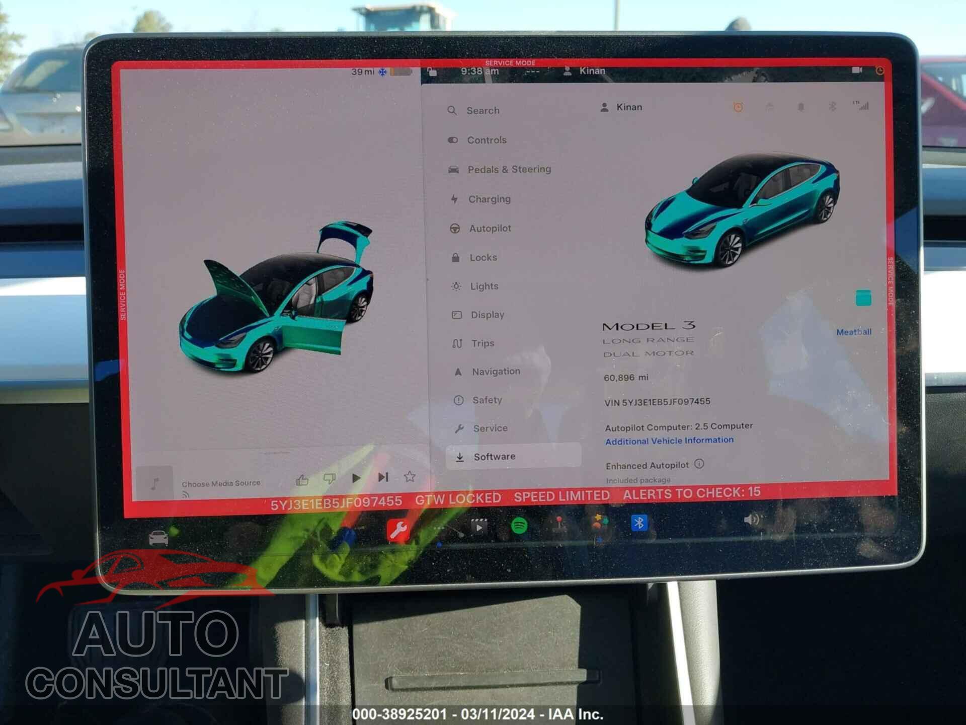 TESLA MODEL 3 2018 - 5YJ3E1EB5JF097455