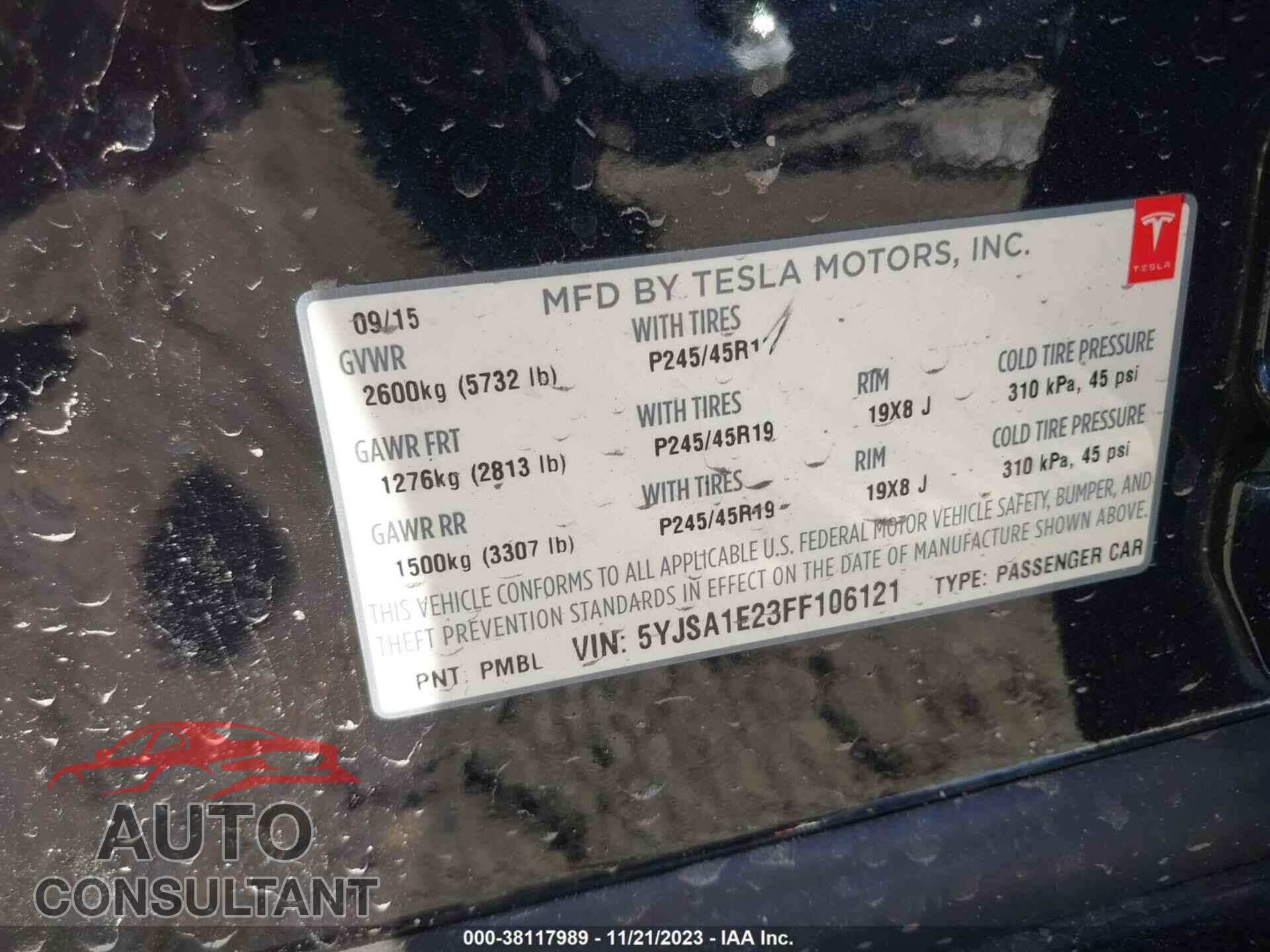 TESLA MODEL S 2015 - 5YJSA1E23FF106121