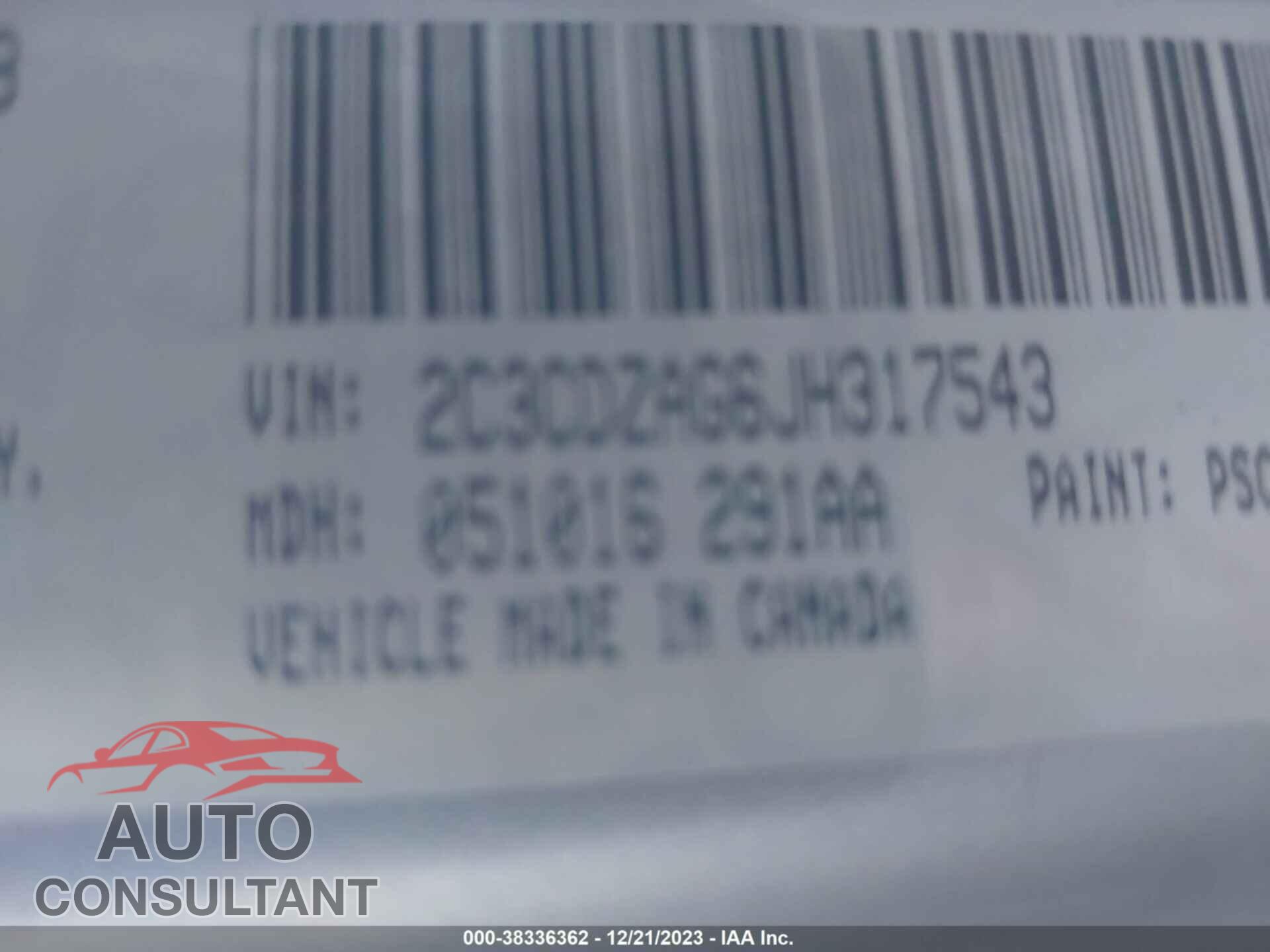 DODGE CHALLENGER 2018 - 2C3CDZAG6JH317543