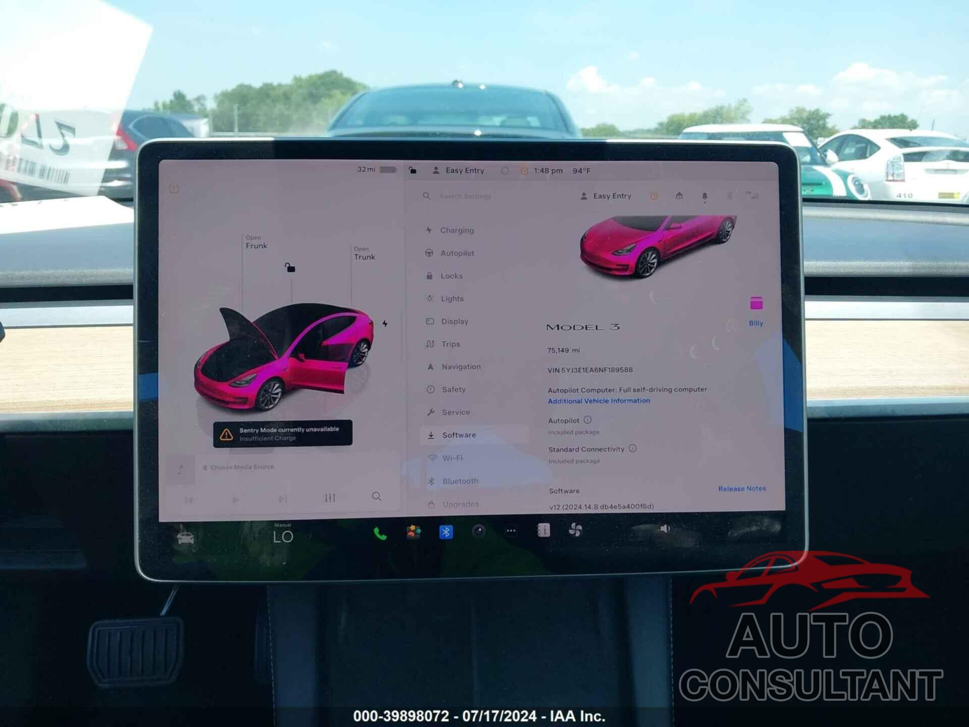 TESLA MODEL 3 2022 - 5YJ3E1EA6NF189588