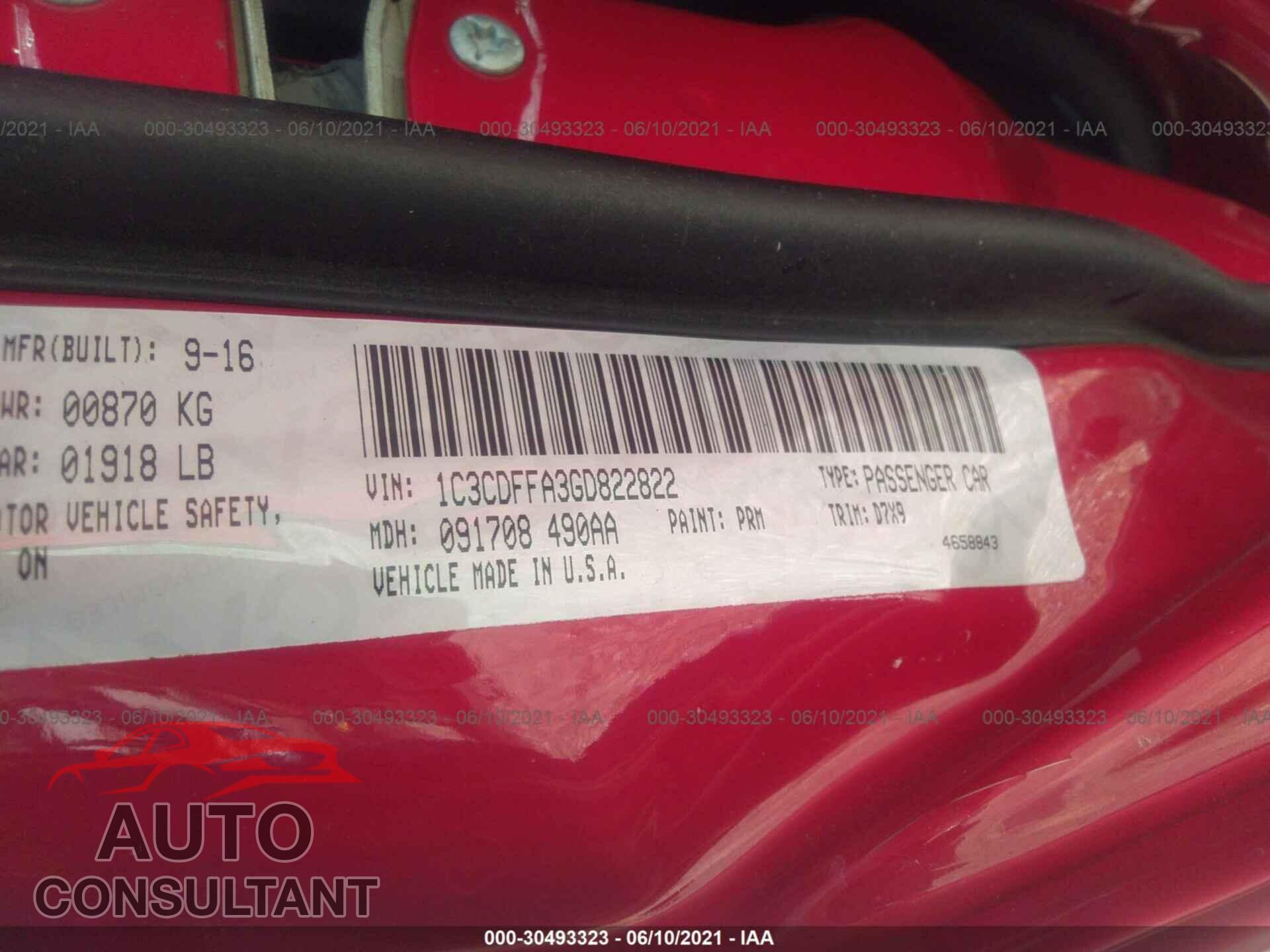 DODGE DART 2016 - 1C3CDFFA3GD822822