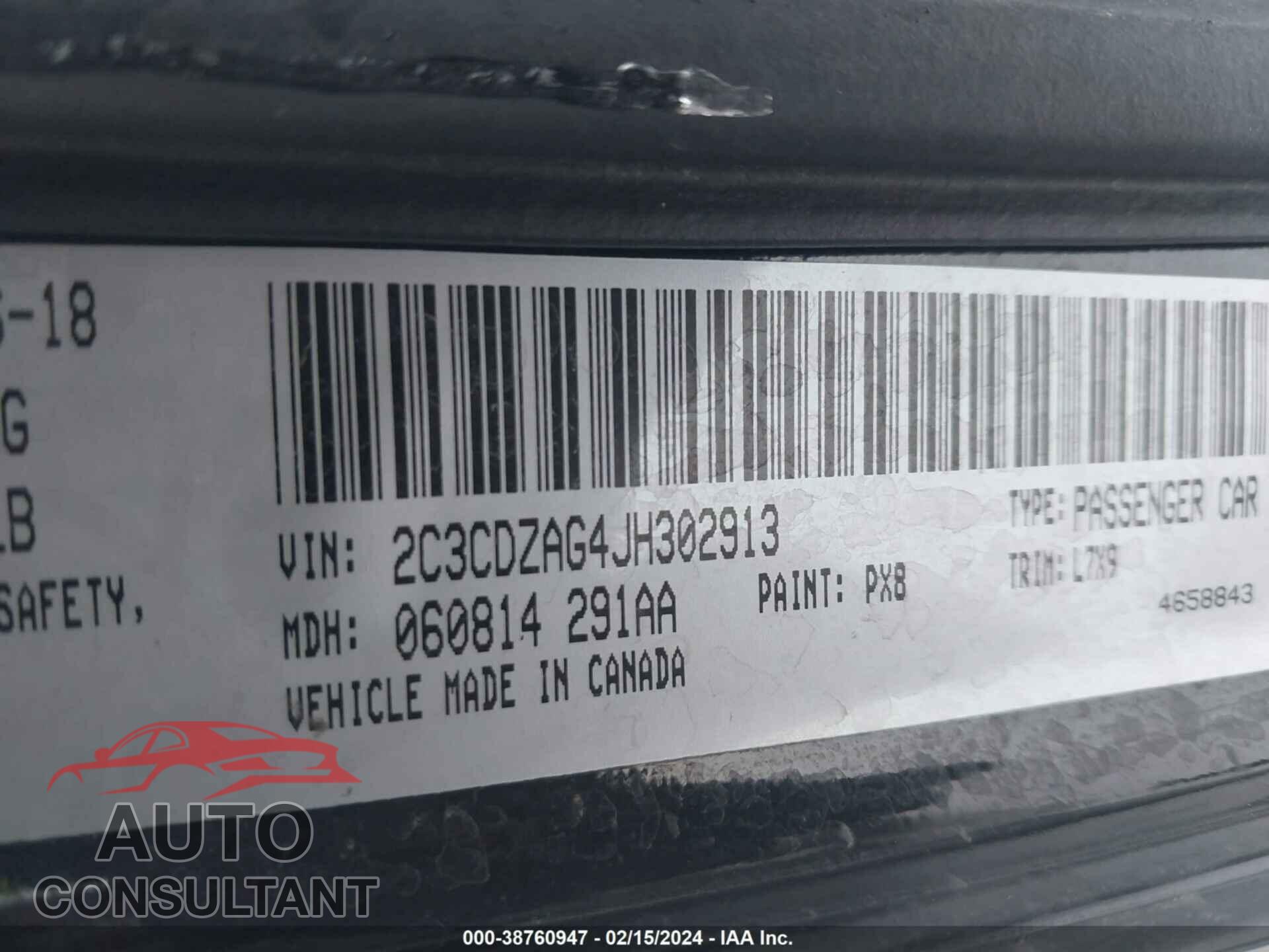 DODGE CHALLENGER 2018 - 2C3CDZAG4JH302913