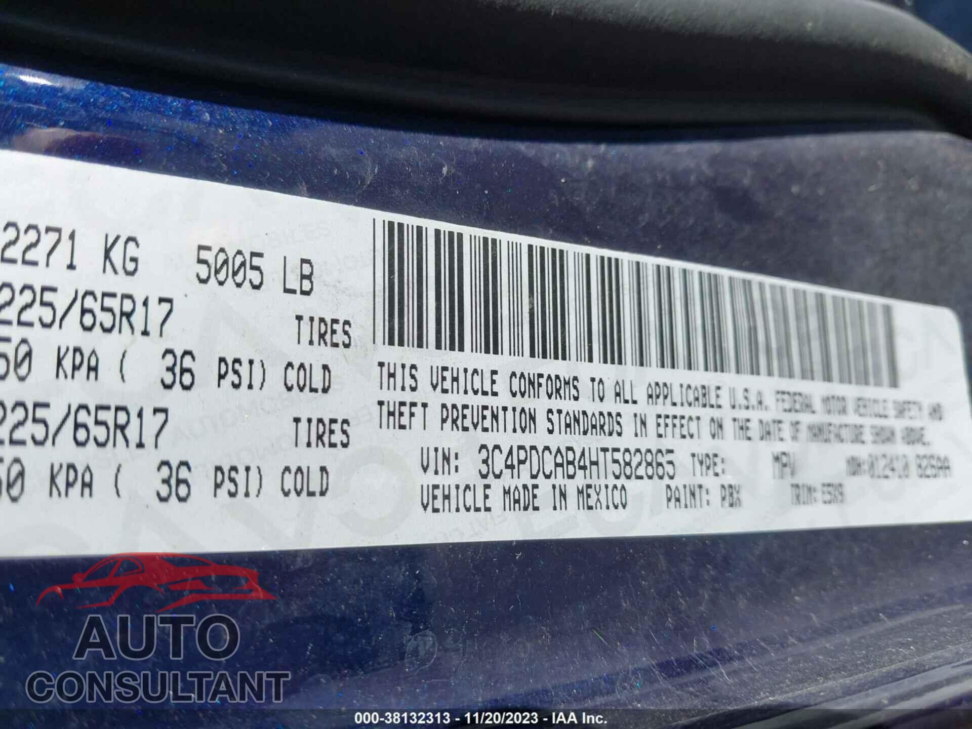 DODGE JOURNEY 2017 - 3C4PDCAB4HT582865