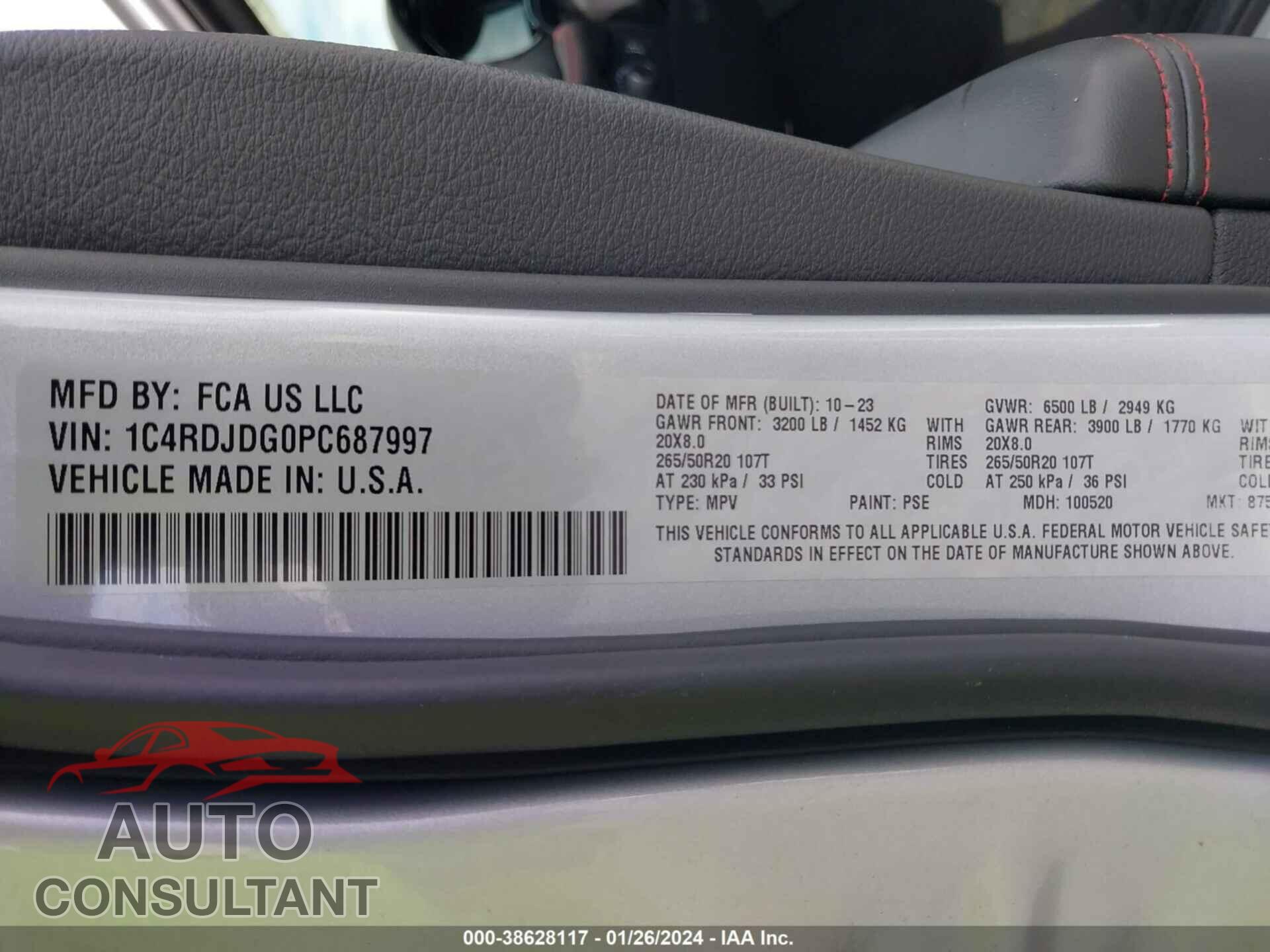 DODGE DURANGO 2023 - 1C4RDJDG0PC687997