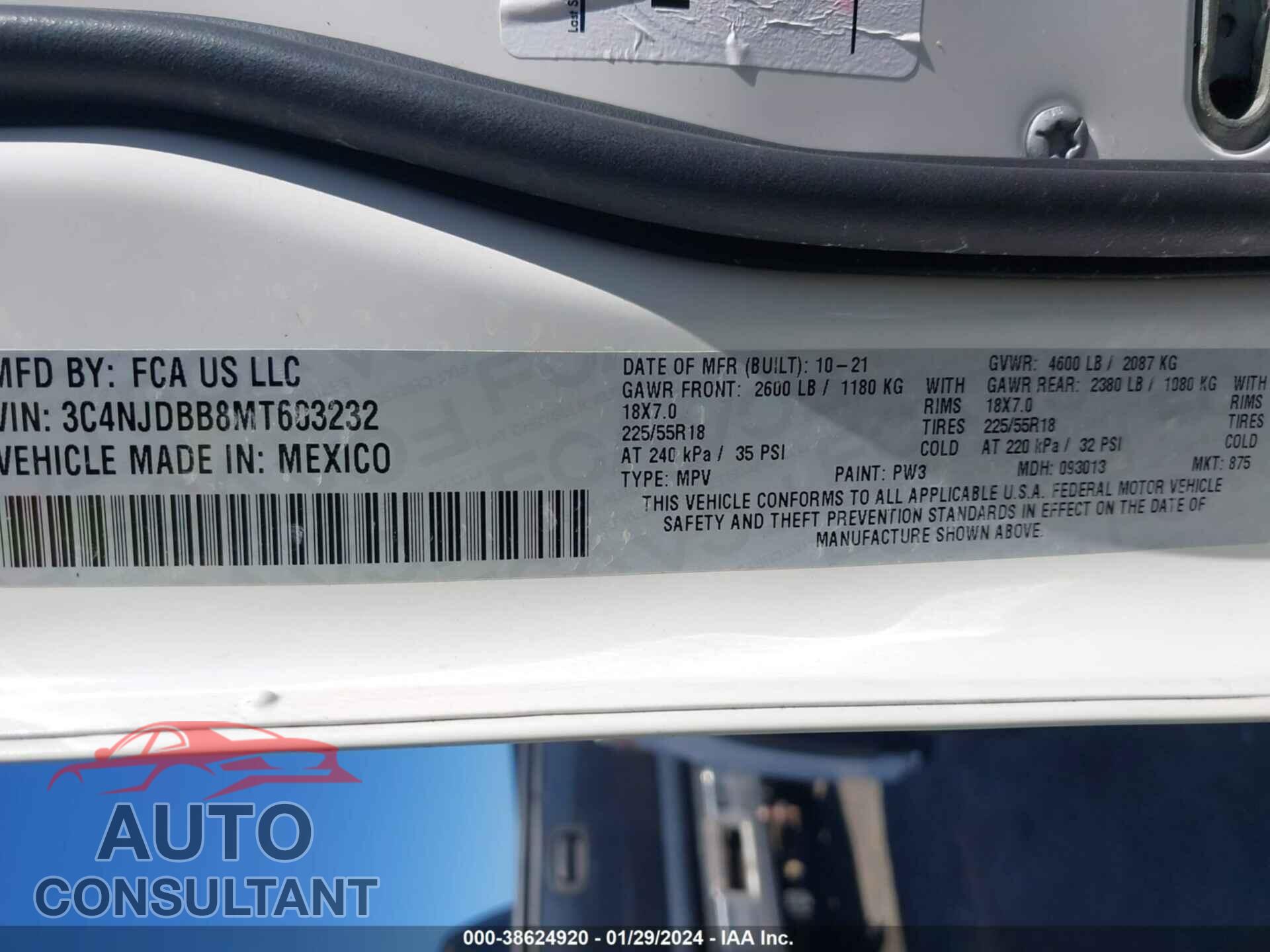 JEEP COMPASS 2021 - 3C4NJDBB8MT603232