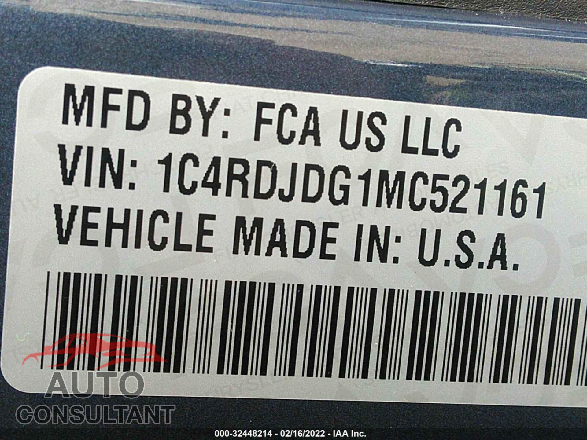 DODGE DURANGO 2021 - 1C4RDJDG1MC521161