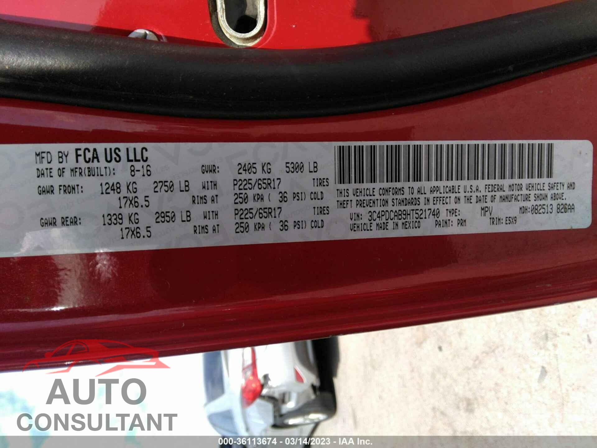 DODGE JOURNEY 2017 - 3C4PDCAB9HT521740