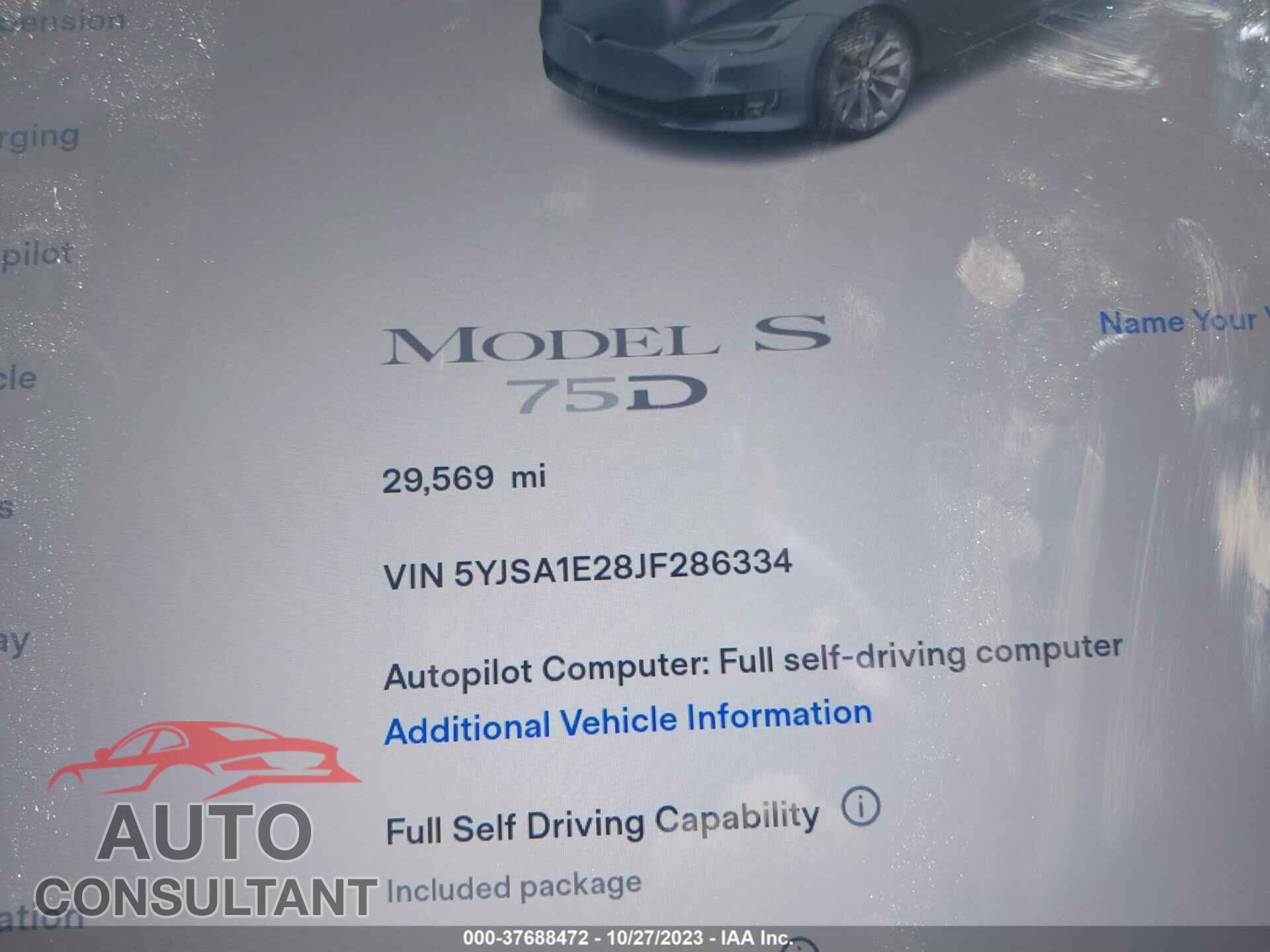 TESLA MODEL S 2018 - 5YJSA1E28JF286334