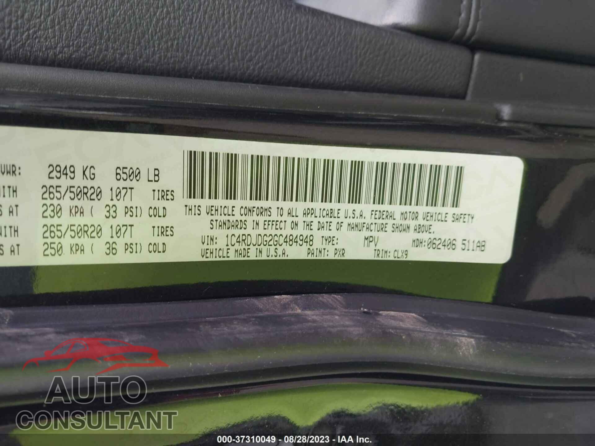 DODGE DURANGO 2016 - 1C4RDJDG2GC484948