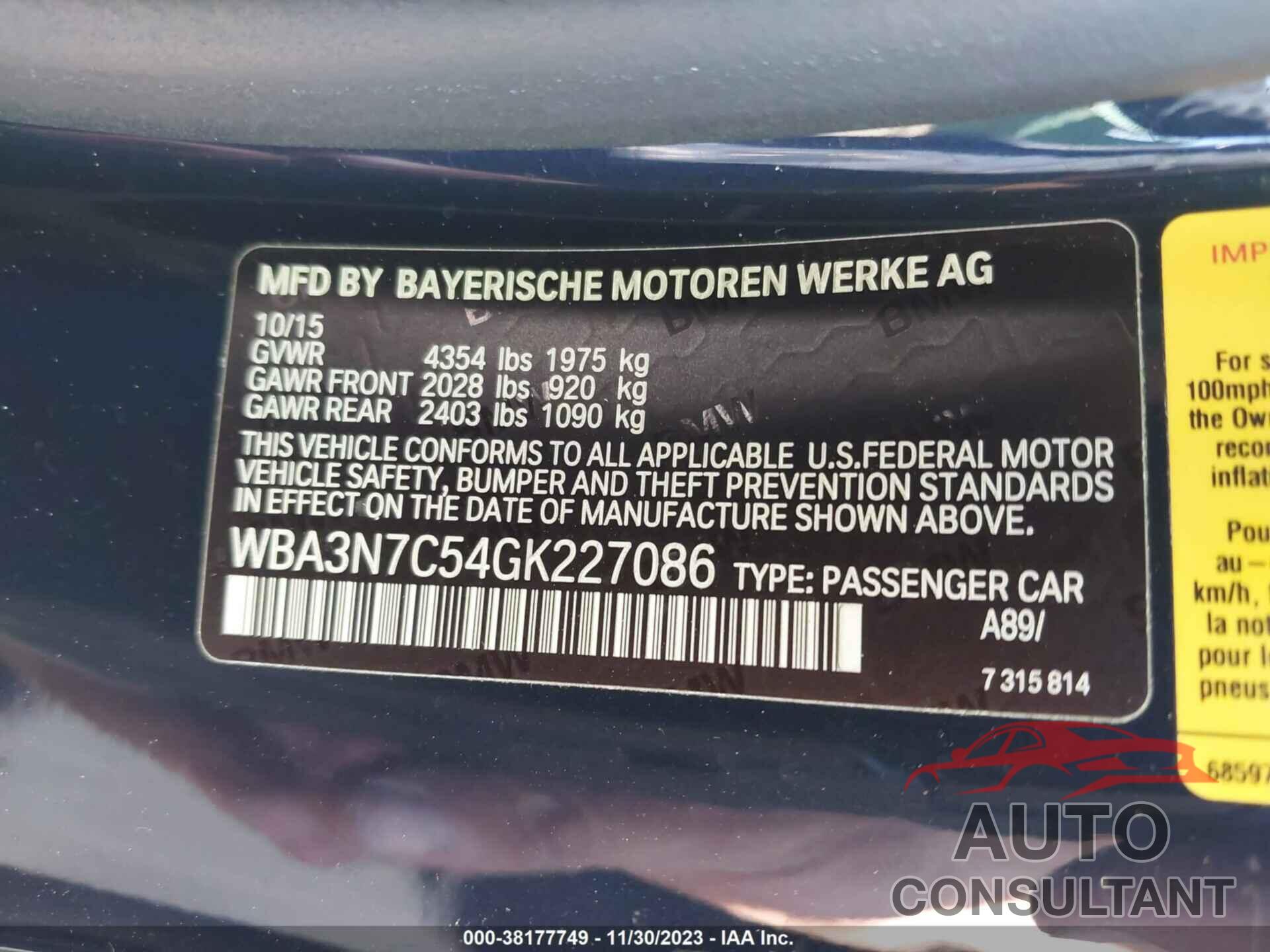 BMW 428 2016 - WBA3N7C54GK227086