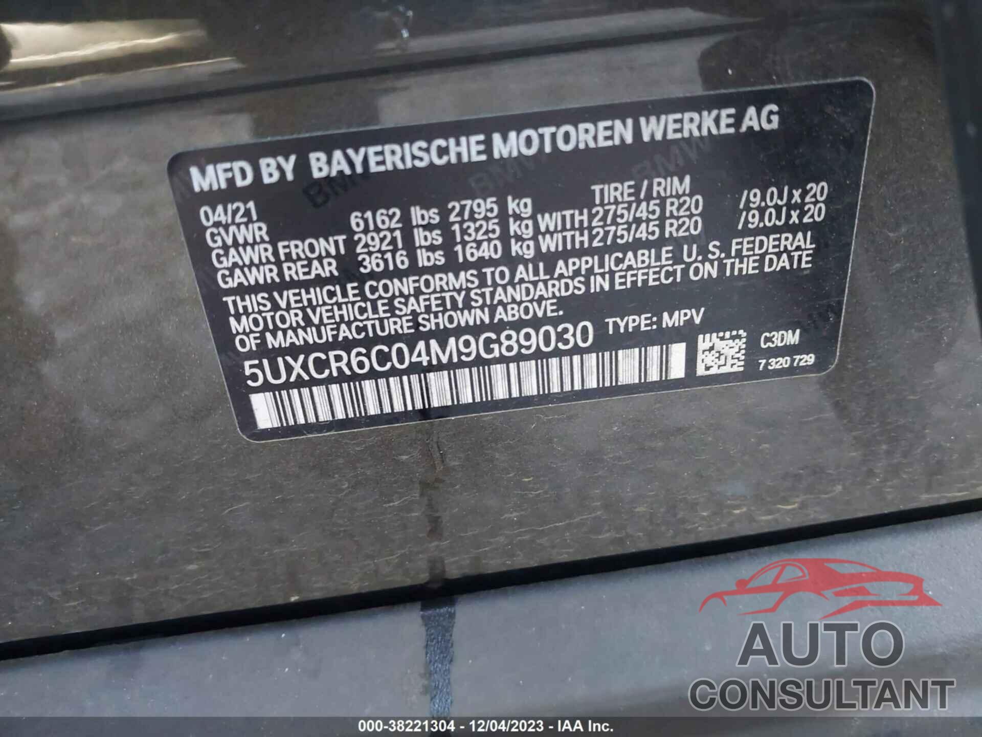 BMW X5 2021 - 5UXCR6C04M9G89030