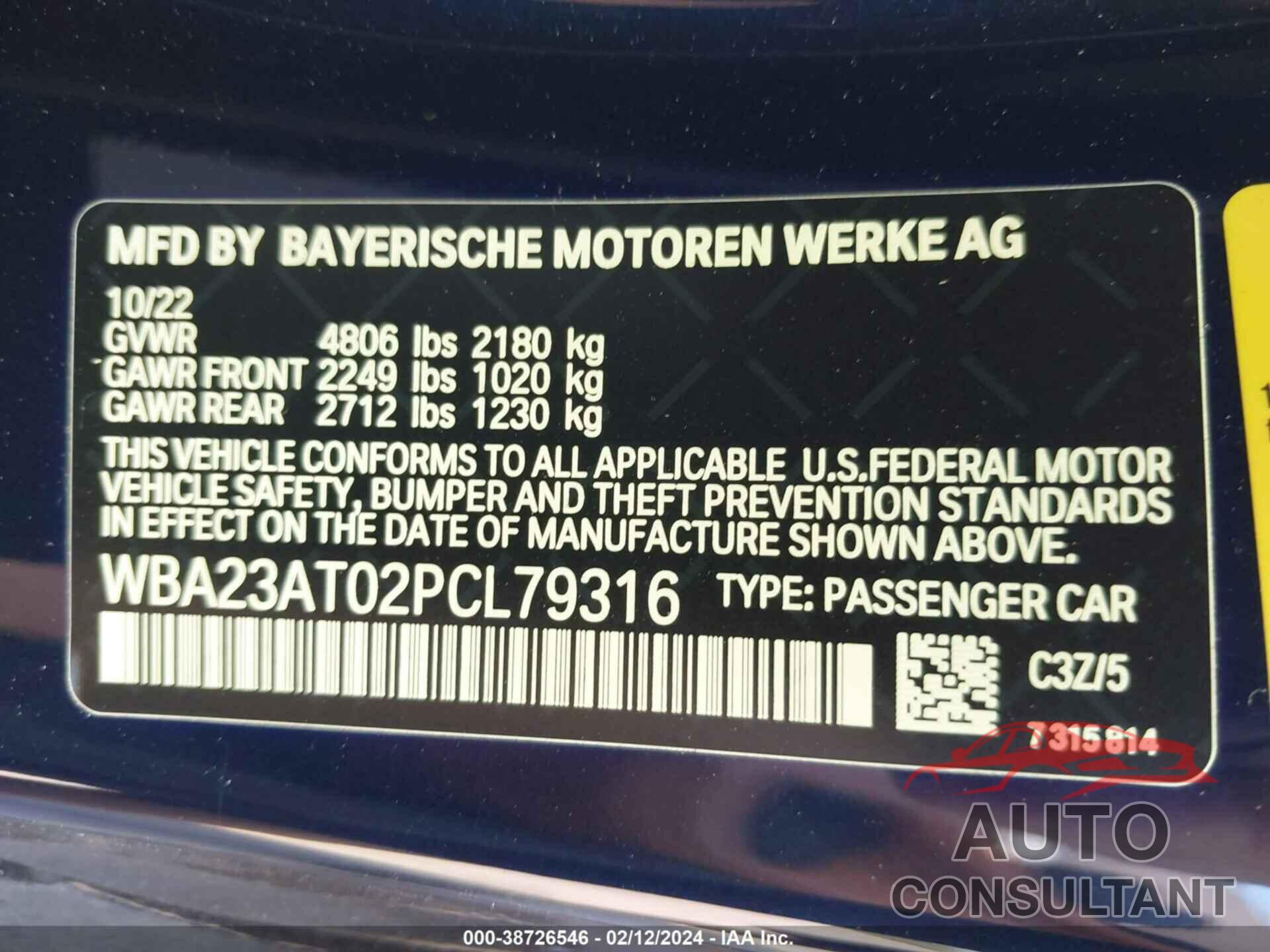 BMW 430I 2023 - WBA23AT02PCL79316