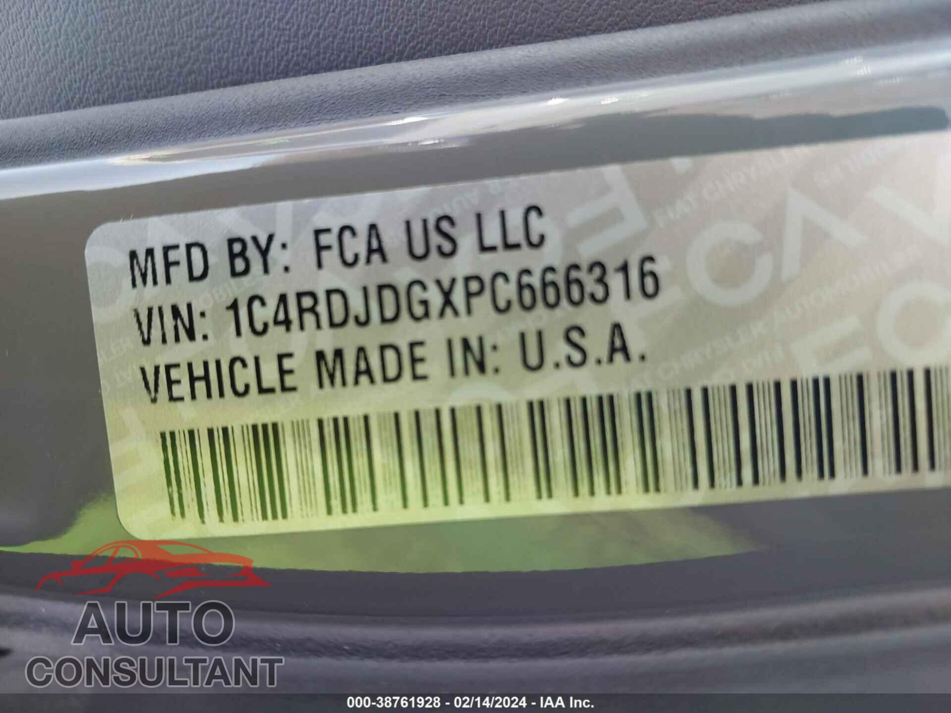 DODGE DURANGO 2023 - 1C4RDJDGXPC666316