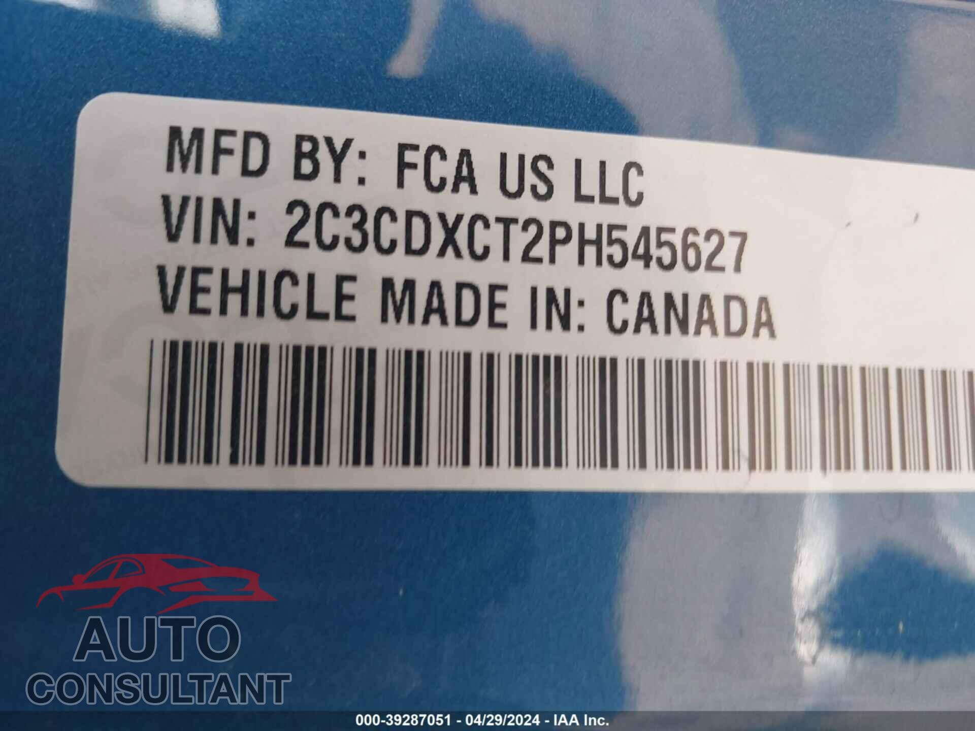 DODGE CHARGER 2023 - 2C3CDXCT2PH545627