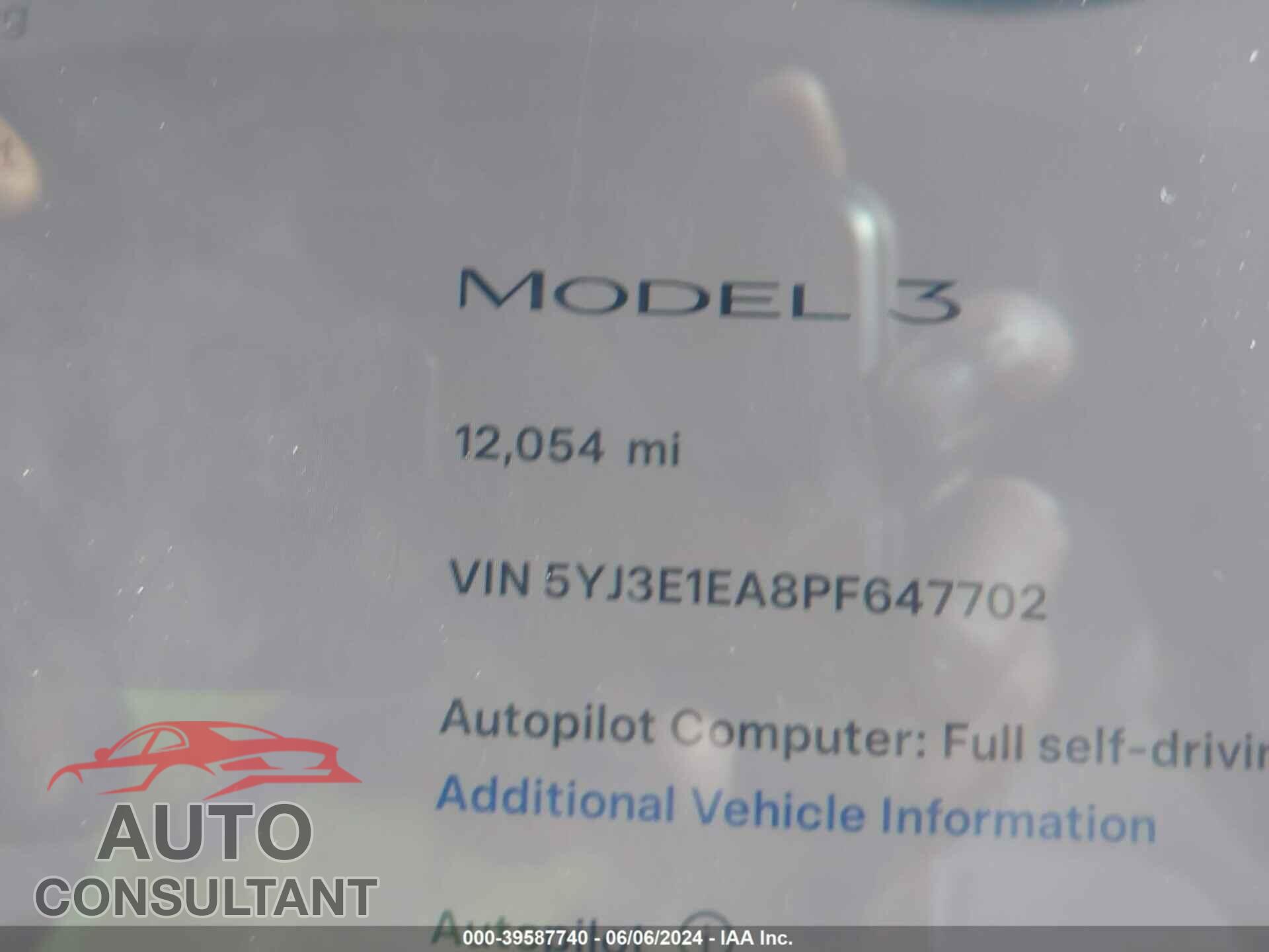 TESLA MODEL 3 2023 - 5YJ3E1EA8PF647702