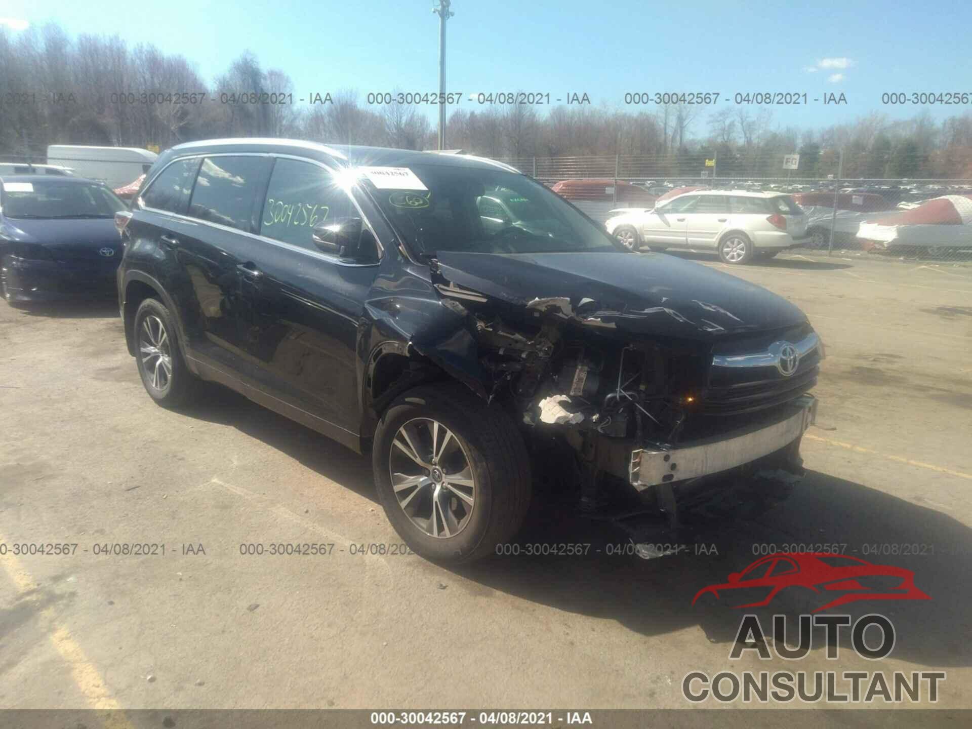 TOYOTA HIGHLANDER 2016 - 5TDJKRFH7GS306376