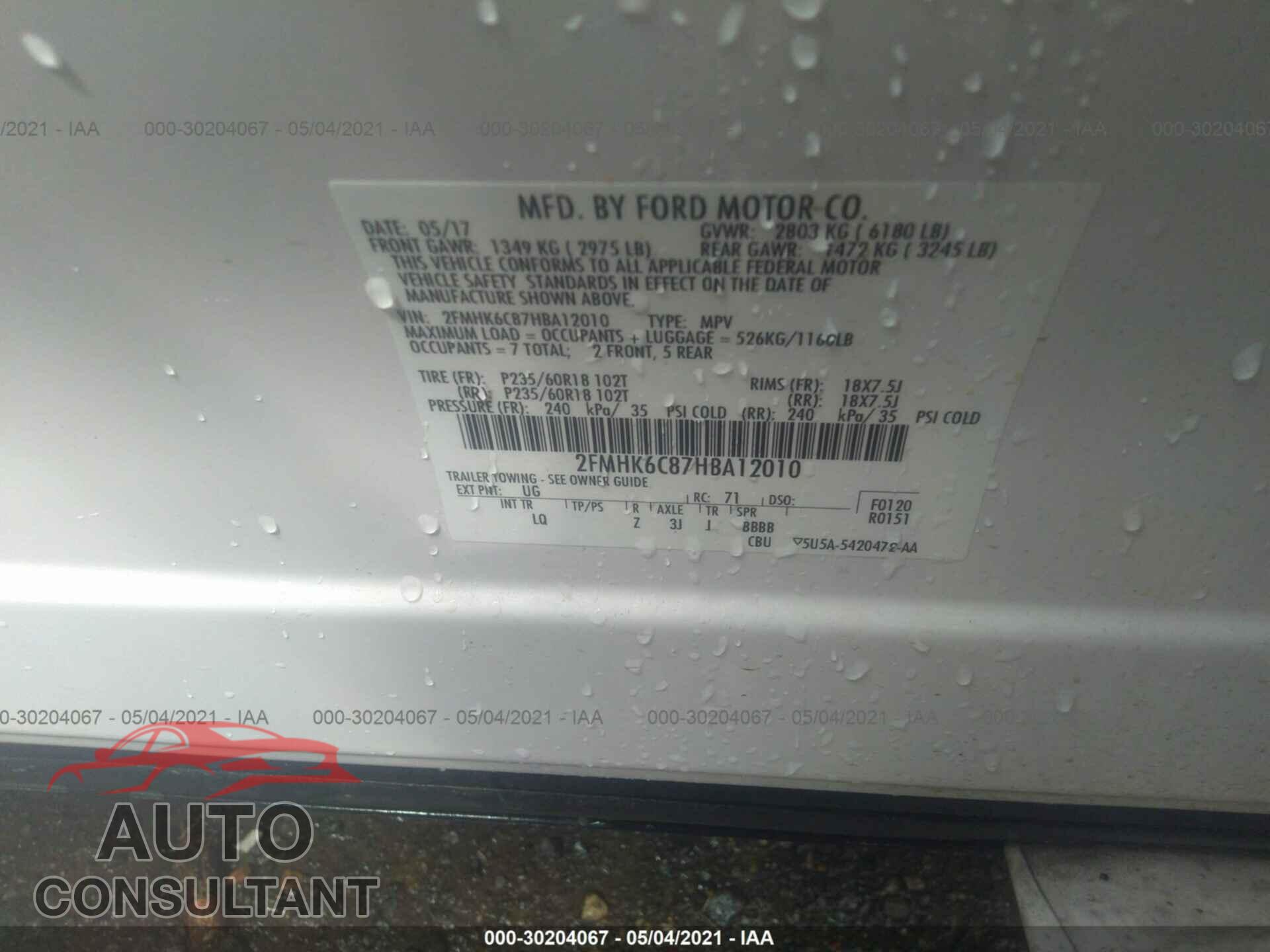 FORD FLEX 2017 - 2FMHK6C87HBA12010