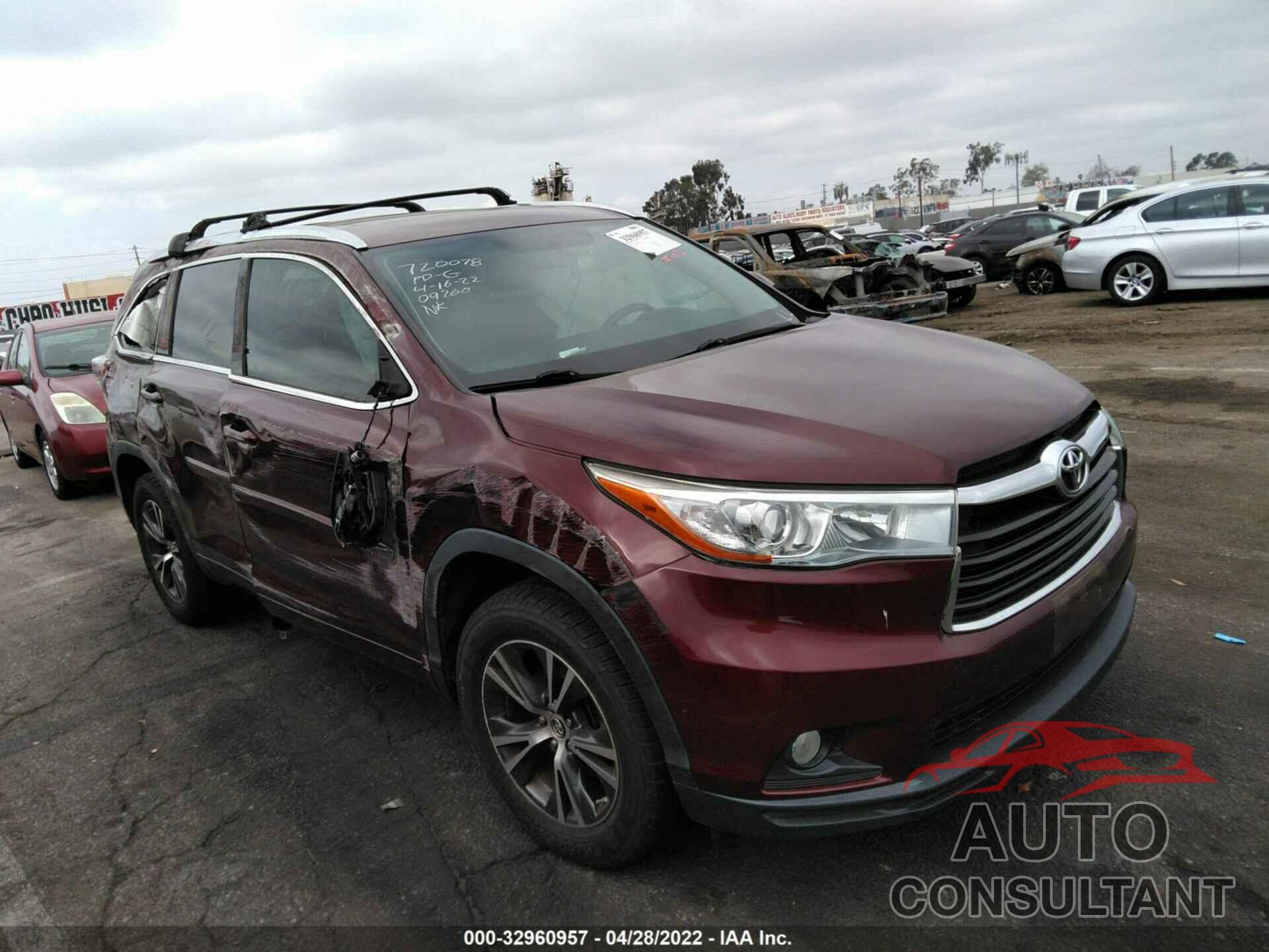 TOYOTA HIGHLANDER 2016 - 5TDKKRFH0GS138410