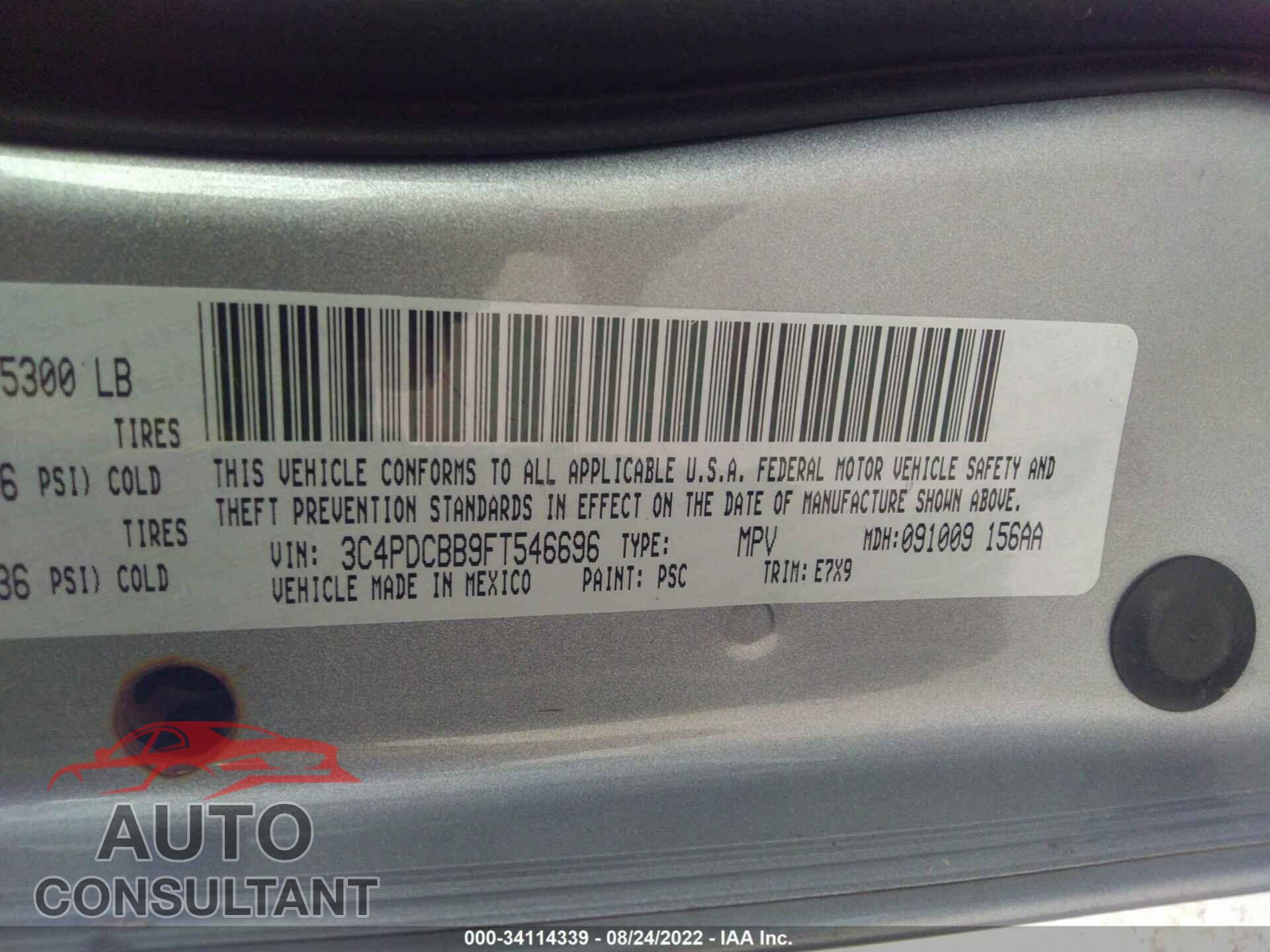 DODGE JOURNEY 2015 - 3C4PDCBB9FT546696