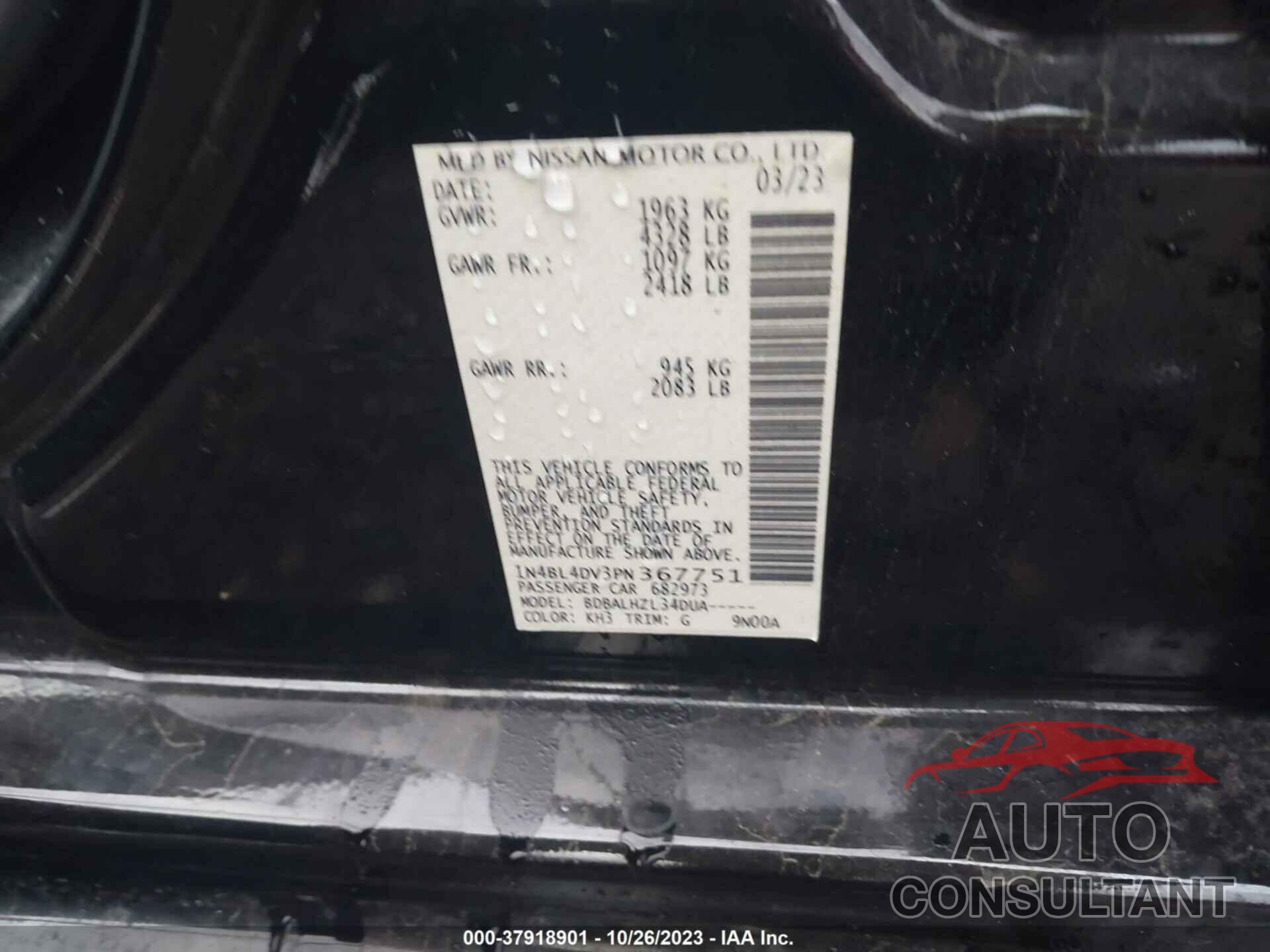 NISSAN ALTIMA 2023 - 1N4BL4DV3PN367751