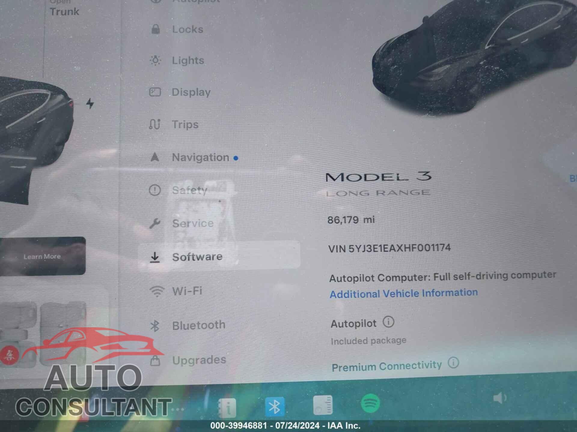 TESLA MODEL 3 2017 - 5YJ3E1EAXHF001174