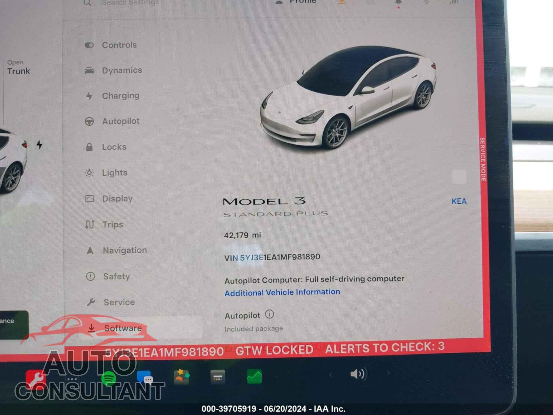 TESLA MODEL 3 2021 - 5YJ3E1EA1MF981890