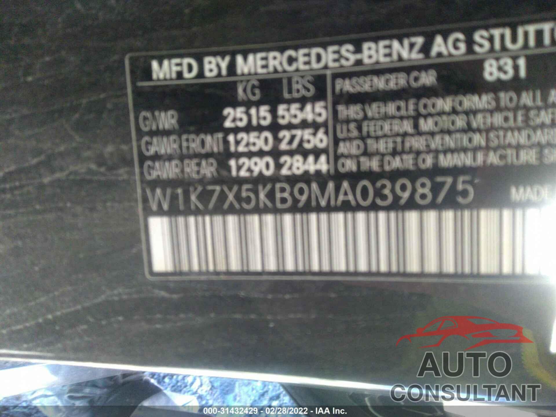 MERCEDES-BENZ AMG GT 2021 - W1K7X5KB9MA039875