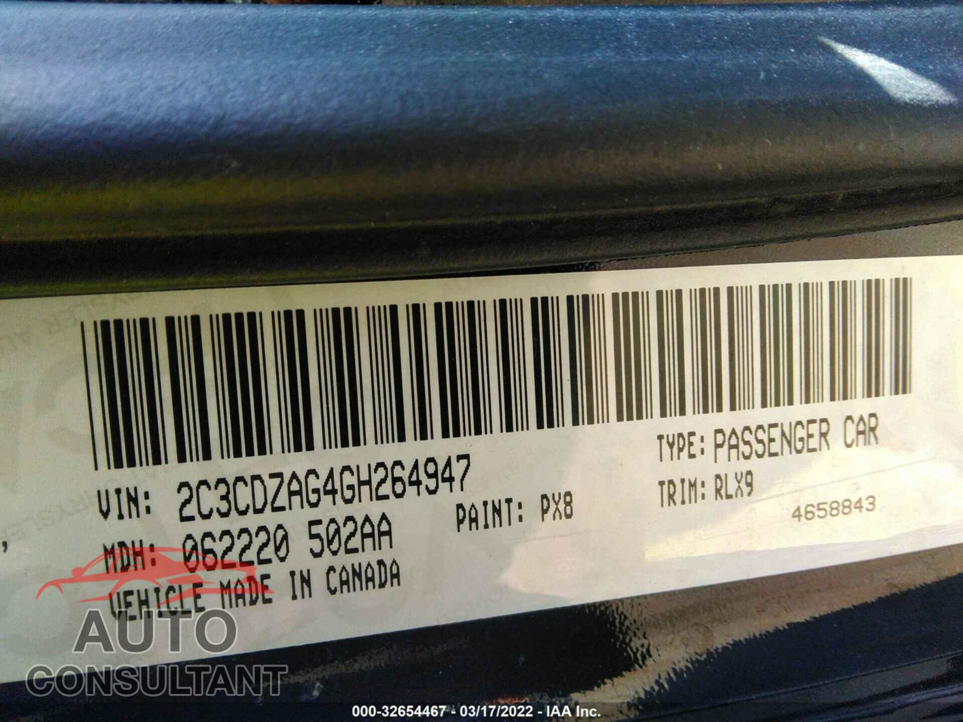 DODGE CHALLENGER 2016 - 2C3CDZAG4GH264947