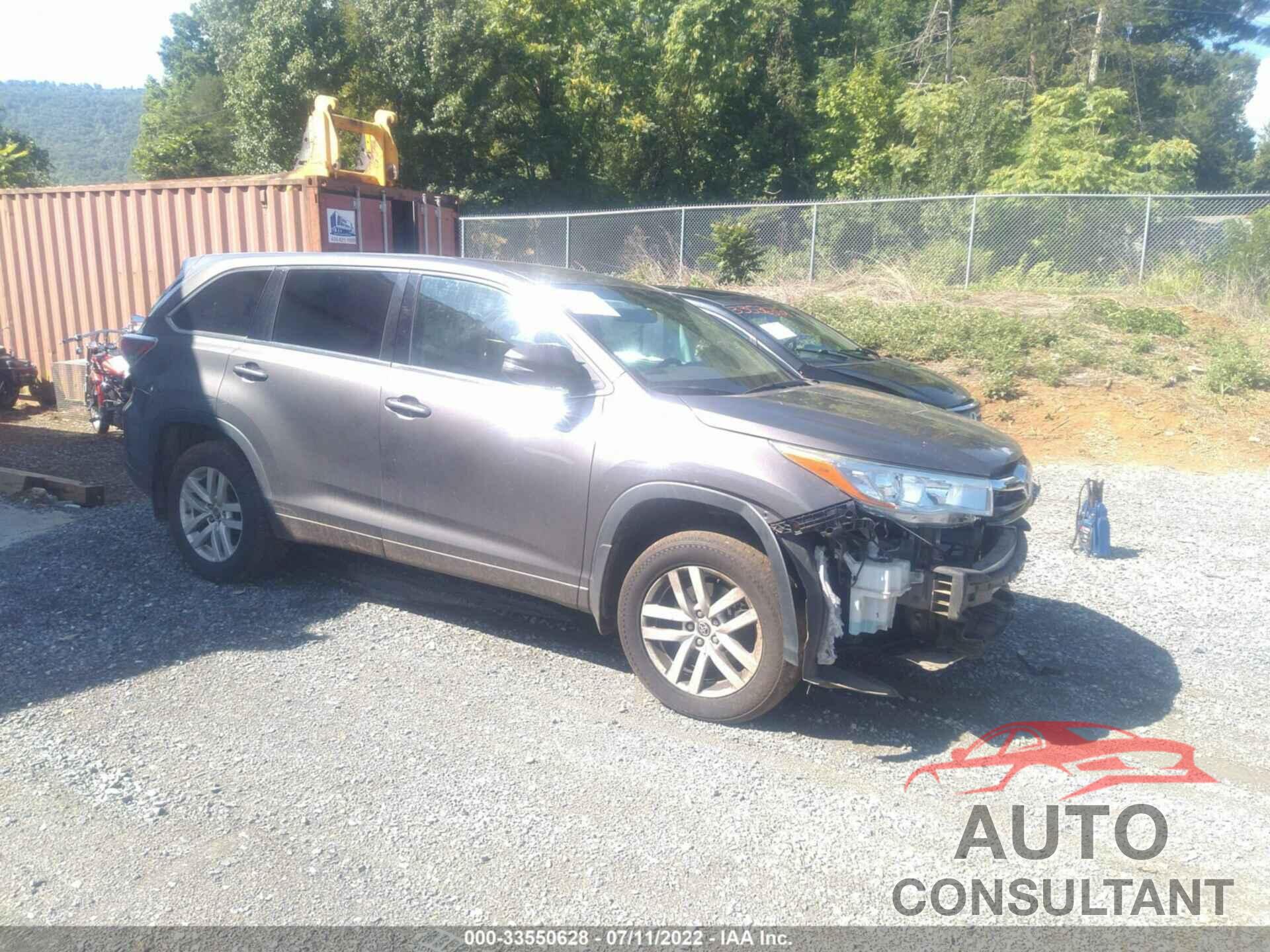 TOYOTA HIGHLANDER 2016 - 5TDBKRFH6GS275674