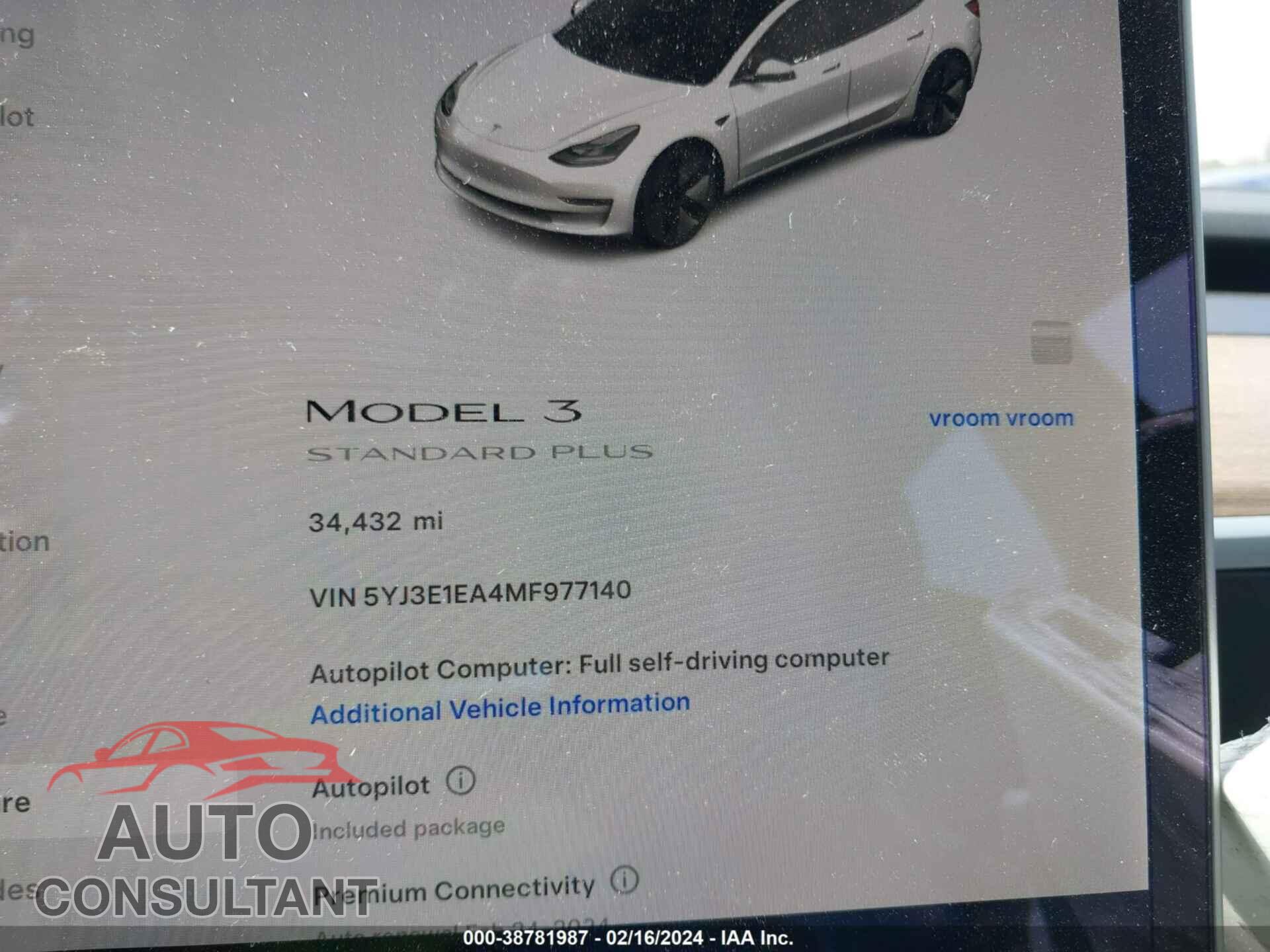 TESLA MODEL 3 2021 - 5YJ3E1EA4MF977140