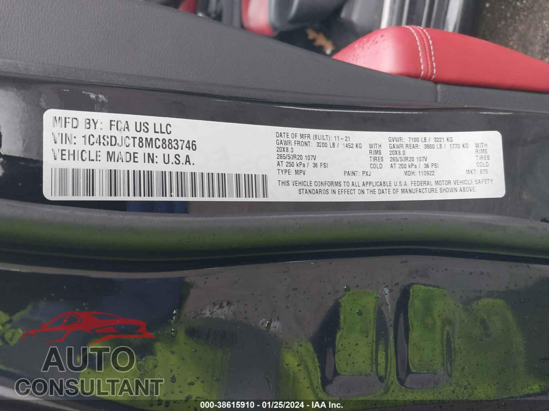 DODGE DURANGO 2021 - 1C4SDJCT8MC883746