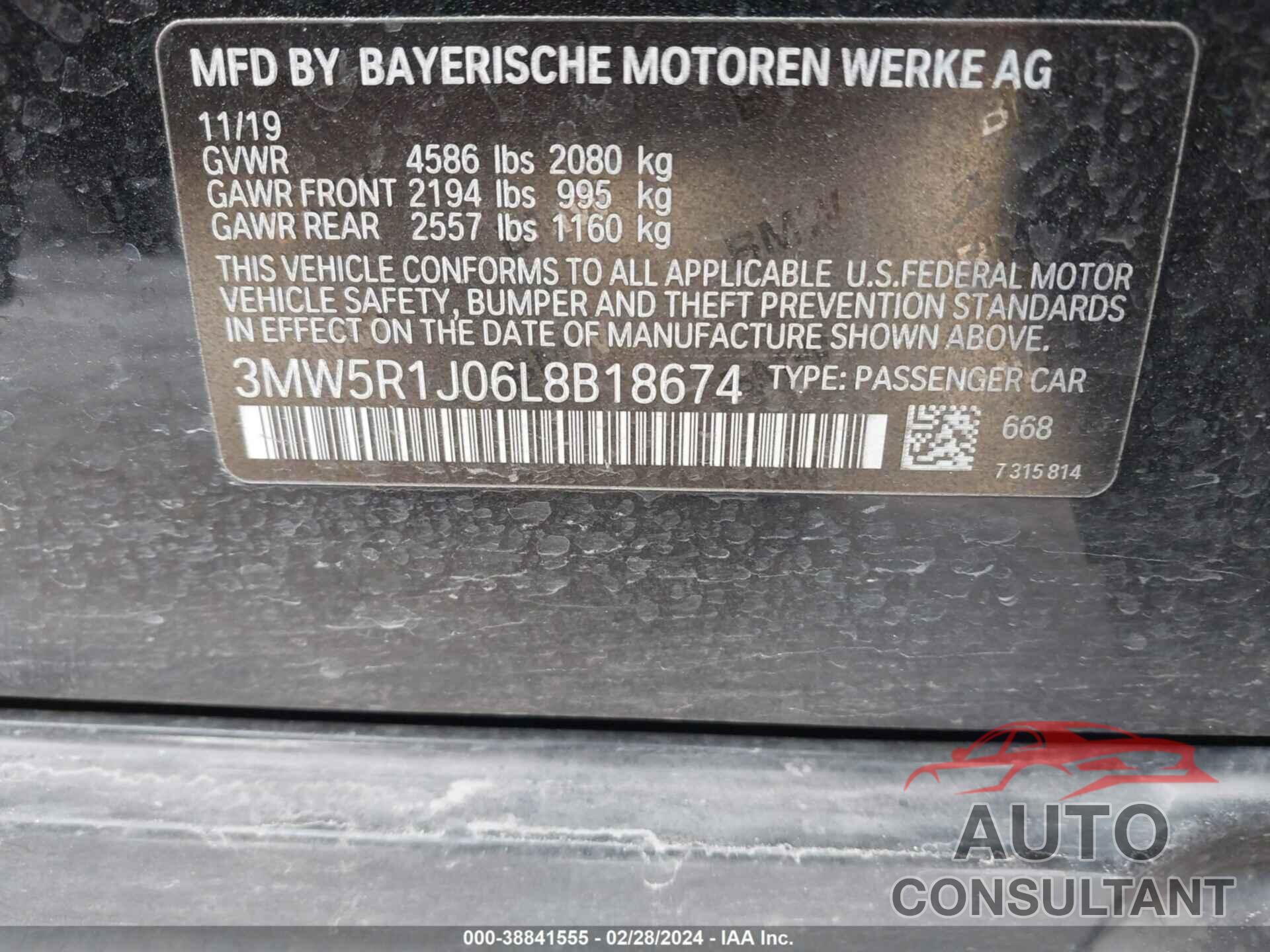 BMW 330I 2020 - 3MW5R1J06L8B18674