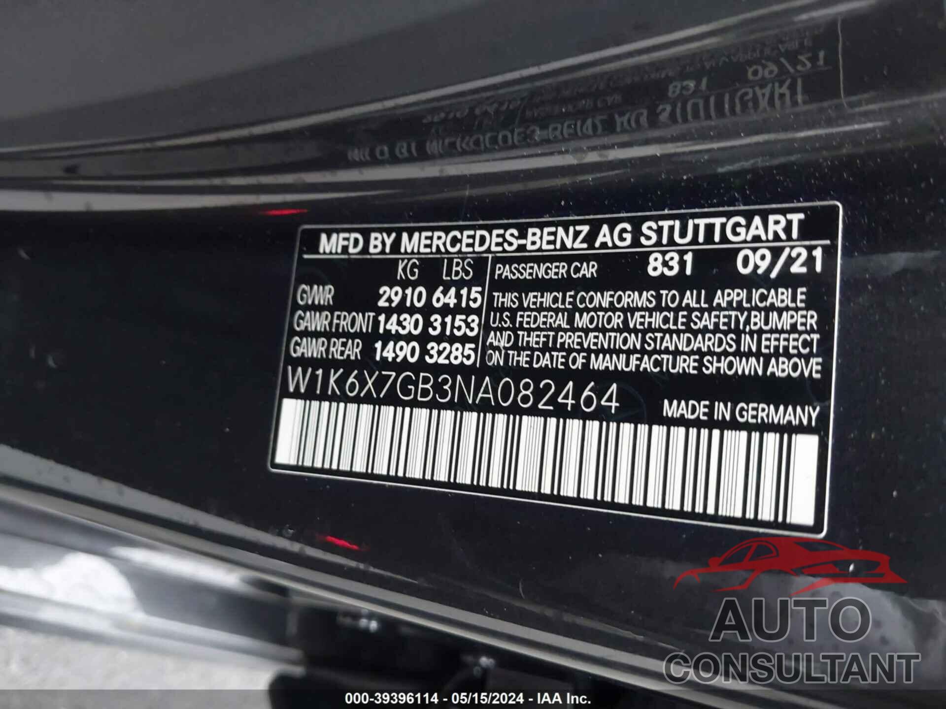 MERCEDES-BENZ MAYBACH S 580 2022 - W1K6X7GB3NA082464