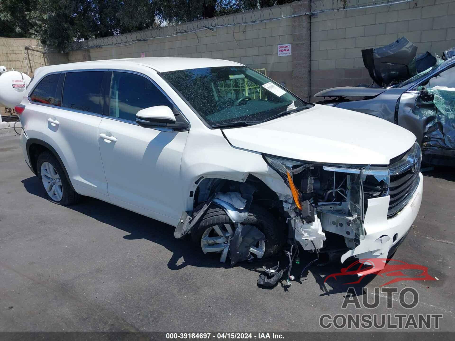 TOYOTA HIGHLANDER 2016 - 5TDZKRFH2GS163730