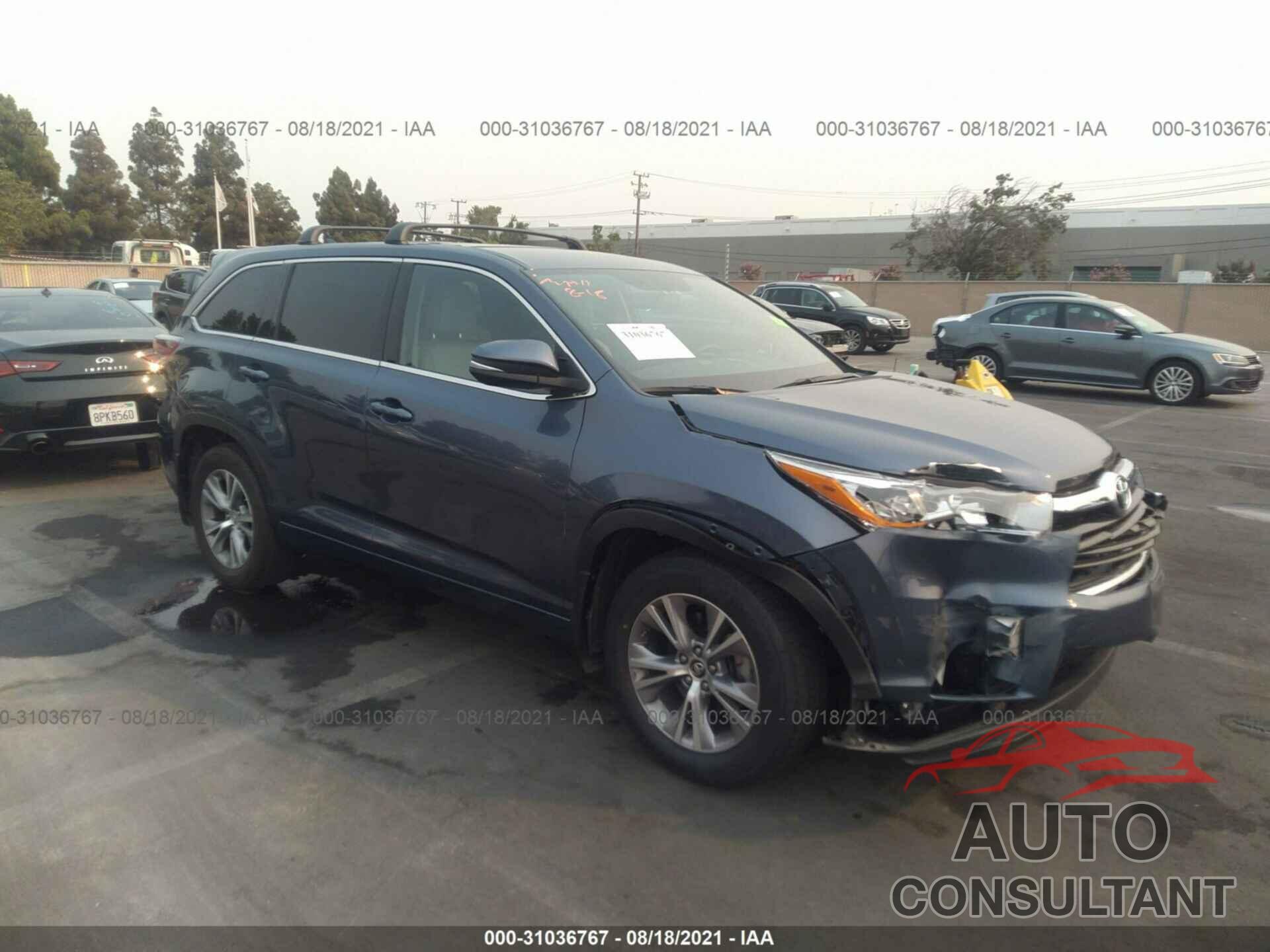 TOYOTA HIGHLANDER 2016 - 5TDBKRFH8GS322414