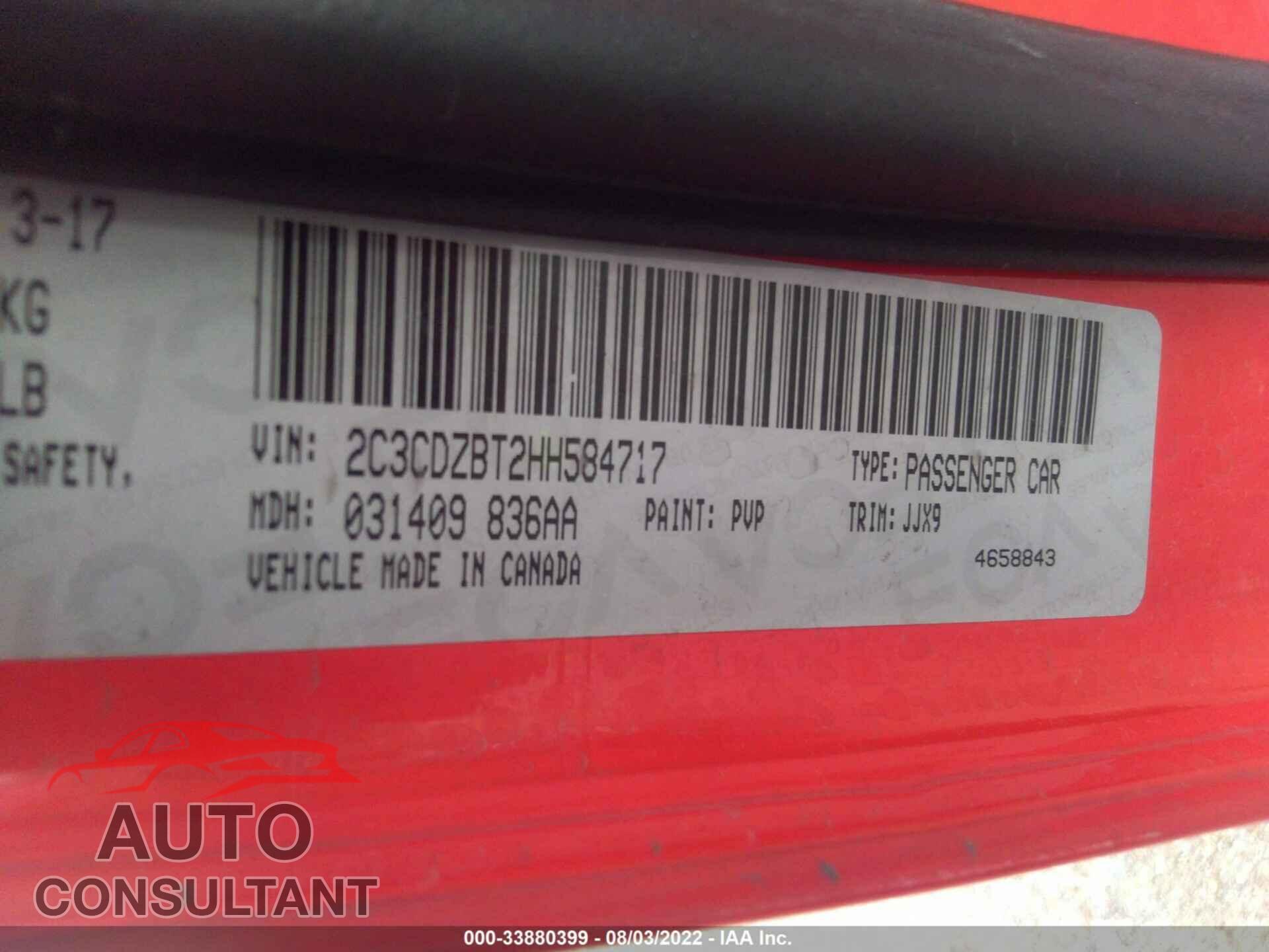 DODGE CHALLENGER 2017 - 2C3CDZBT2HH584717