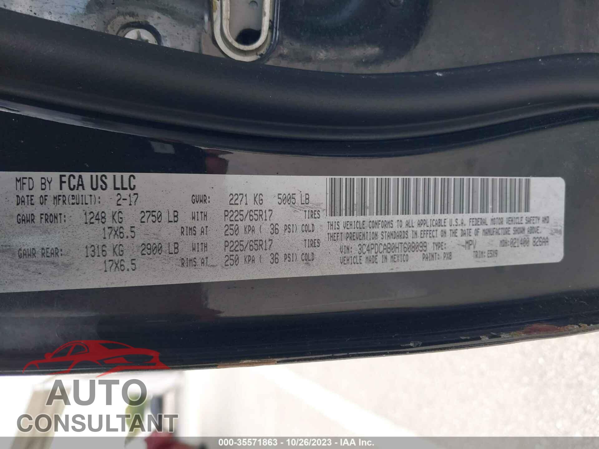 DODGE JOURNEY 2017 - 3C4PDCAB0HT608099