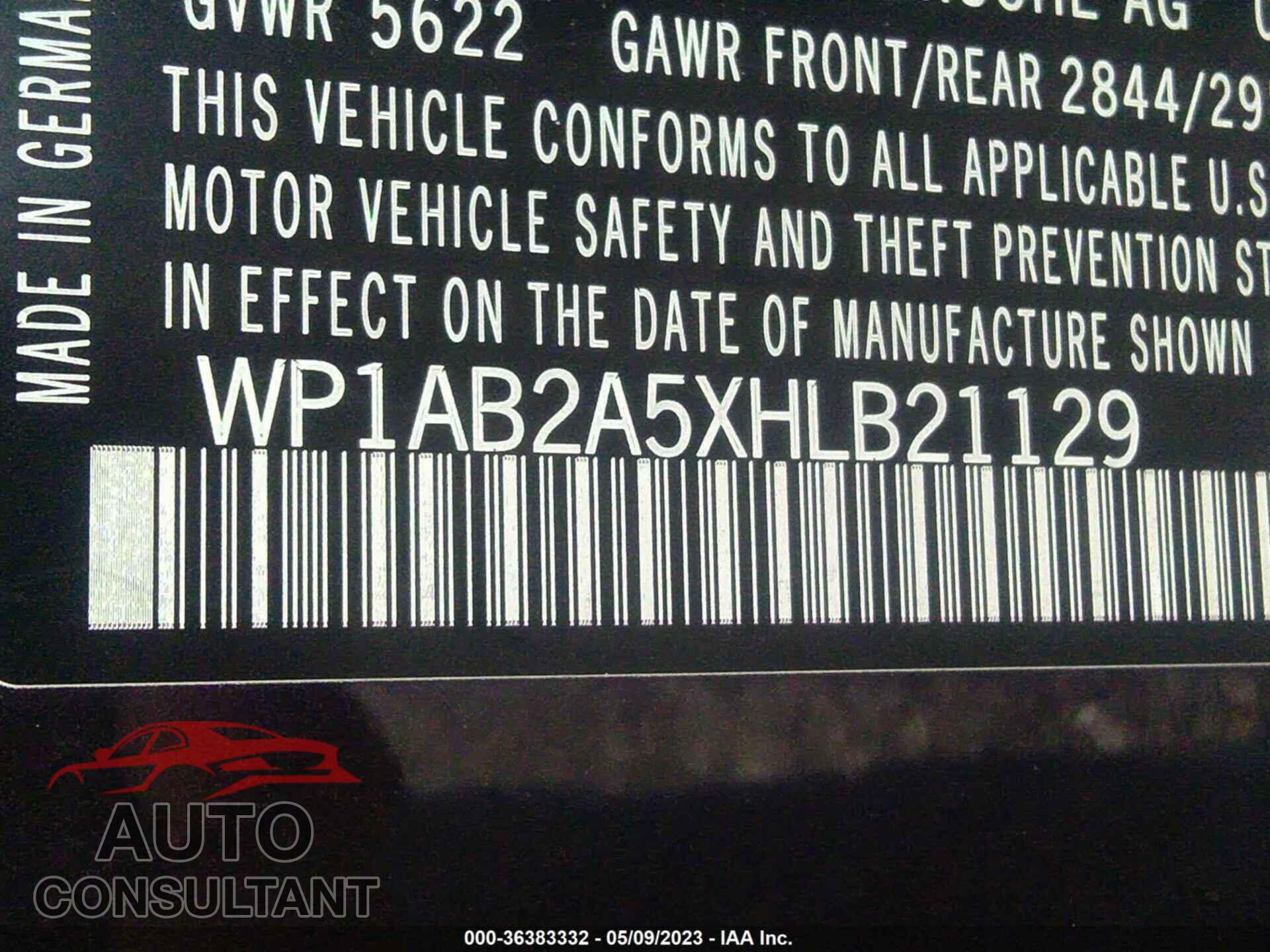 PORSCHE MACAN 2017 - WP1AB2A5XHLB21129