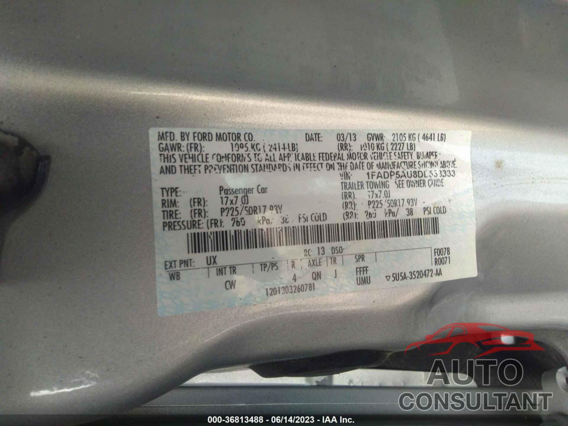 FORD C-MAX HYBRID 2013 - 1FADP5AU8DL533333