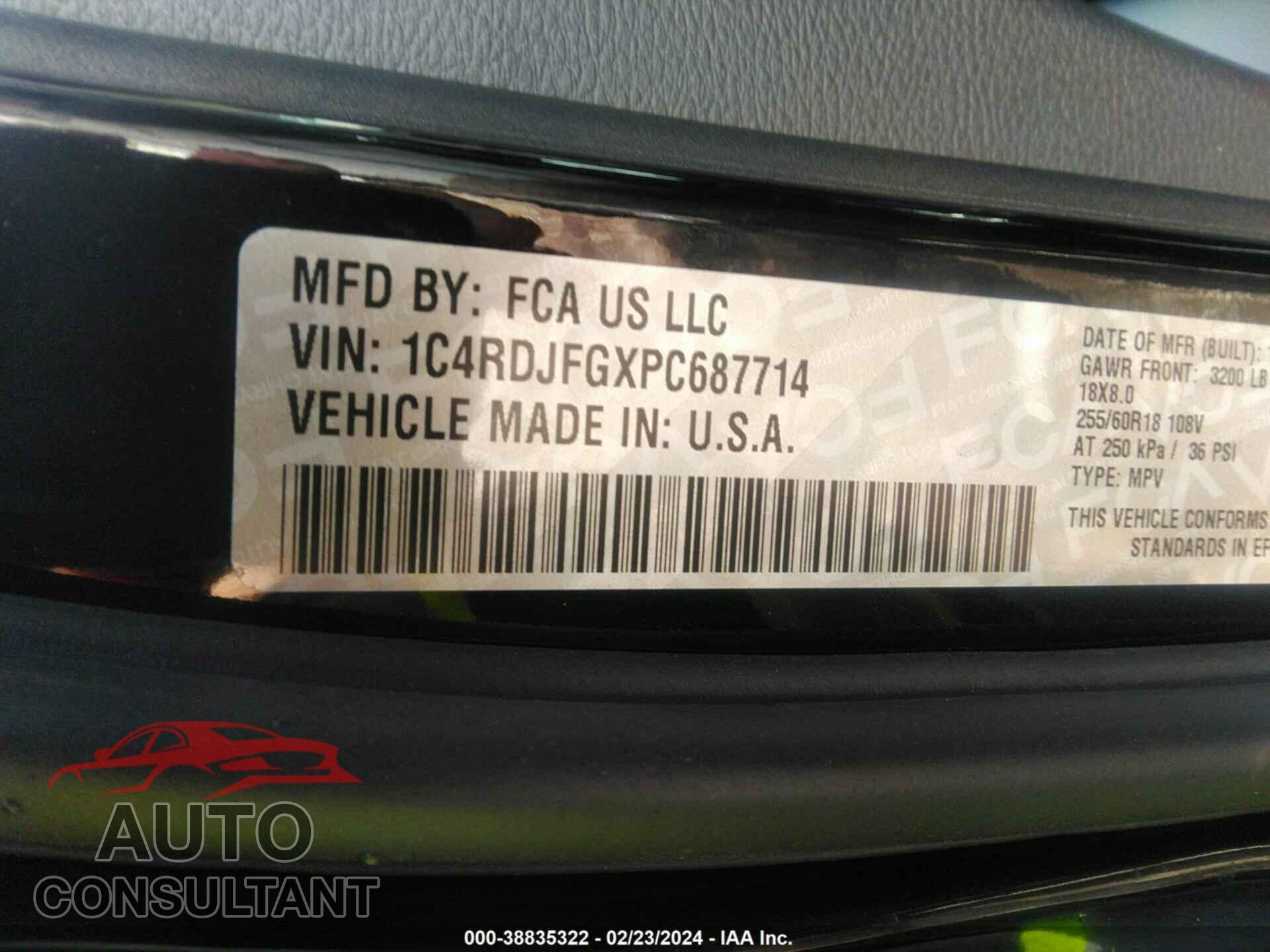 DODGE DURANGO 2023 - 1C4RDJFGXPC687714