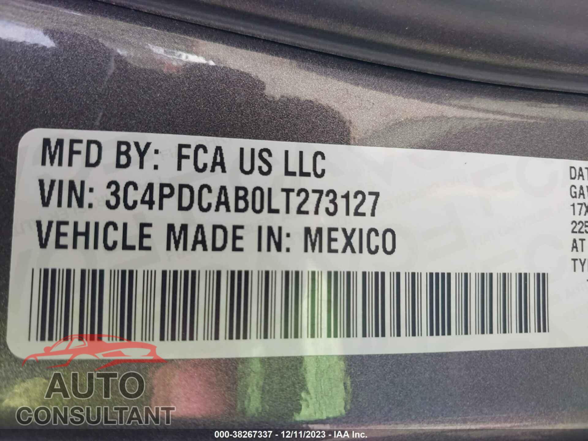 DODGE JOURNEY 2020 - 3C4PDCAB0LT273127