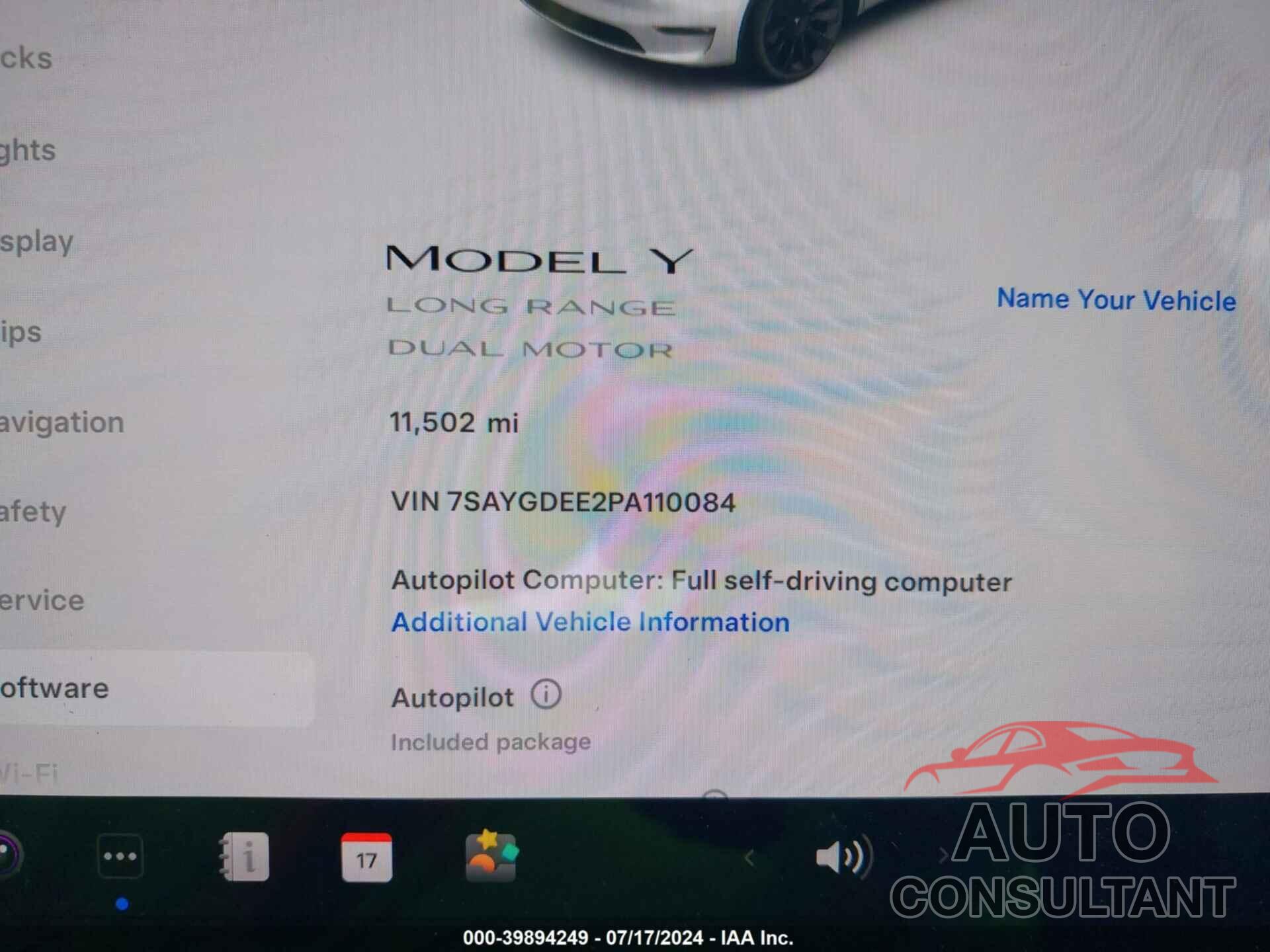 TESLA MODEL Y 2023 - 7SAYGDEE2PA110084