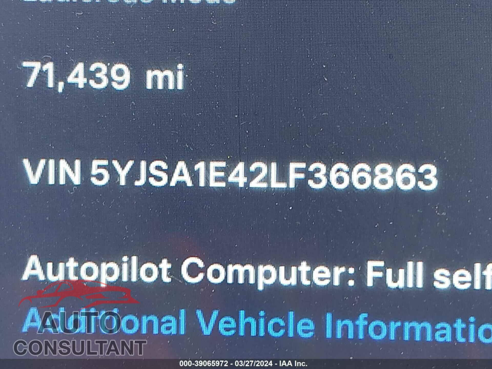 TESLA MODEL S 2020 - 5YJSA1E42LF366863