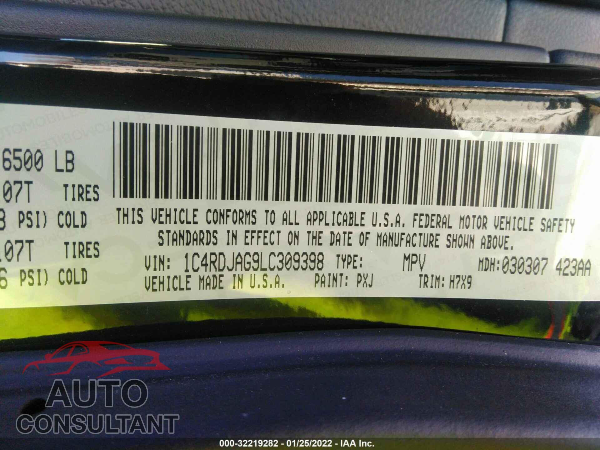 DODGE DURANGO 2020 - 1C4RDJAG9LC309398