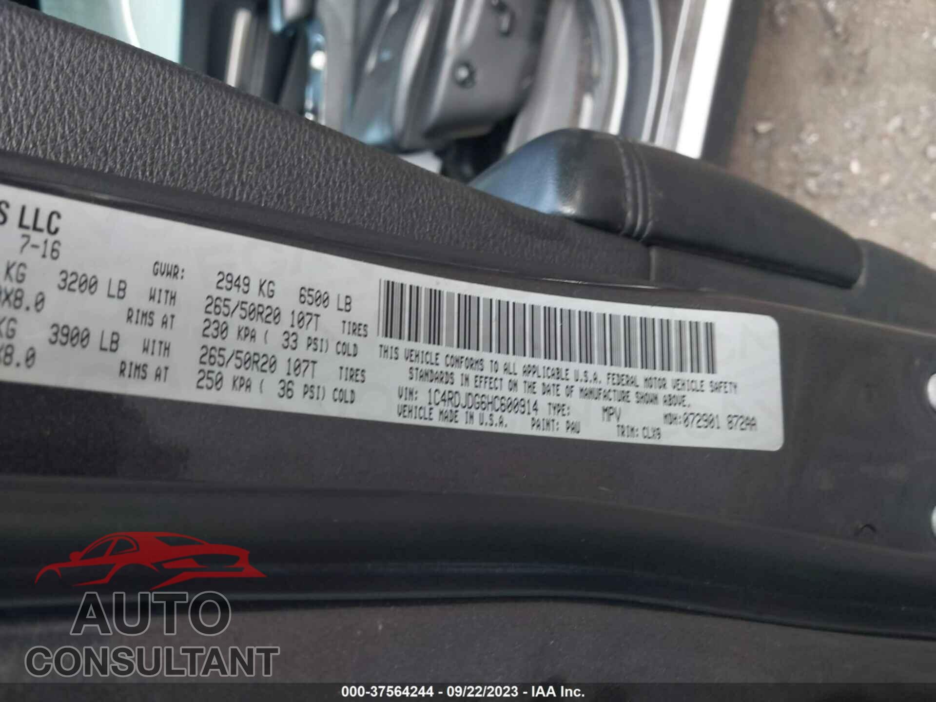 DODGE DURANGO 2017 - 1C4RDJDG6HC600914