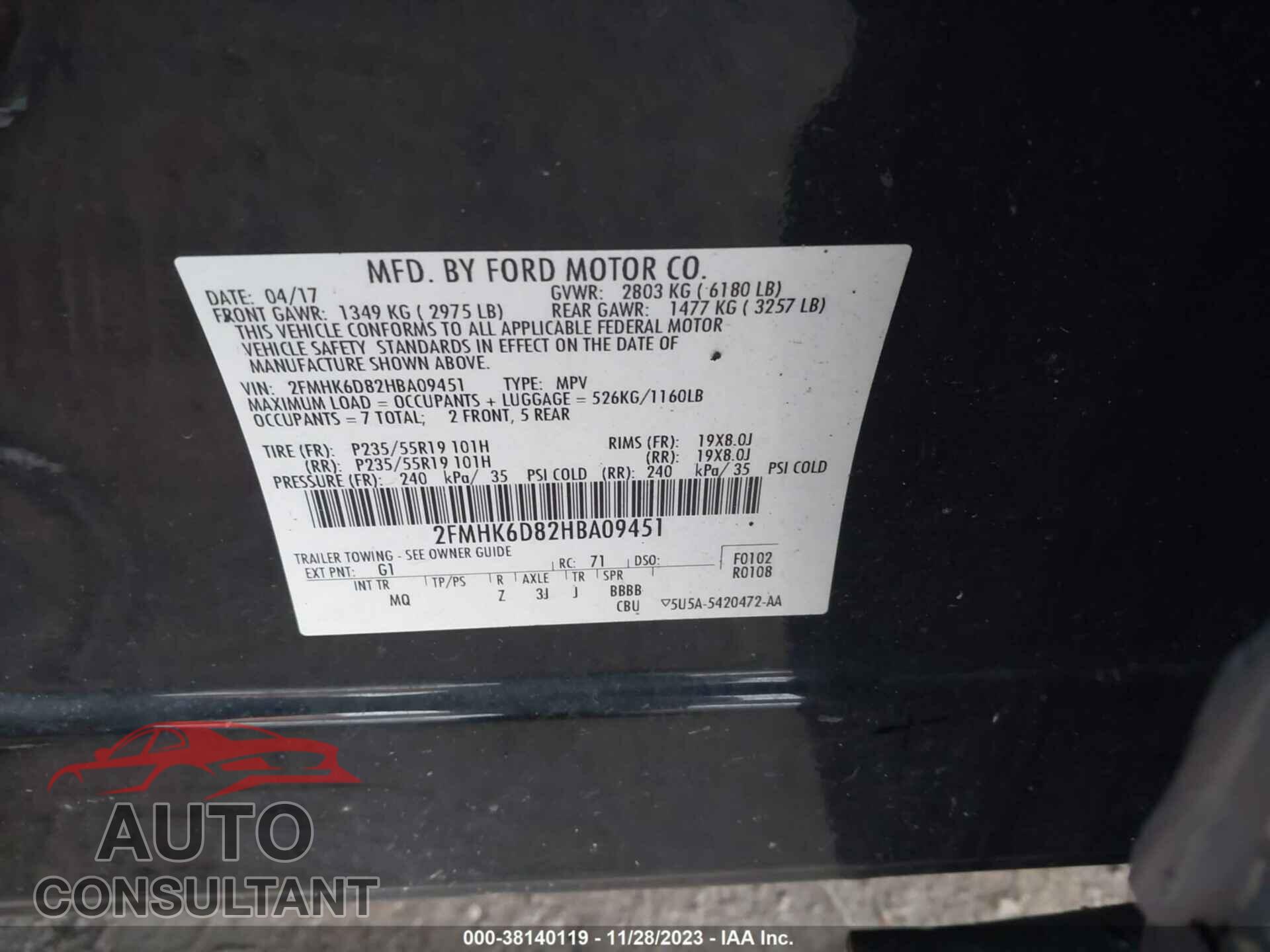 FORD FLEX 2017 - 2FMHK6D82HBA09451
