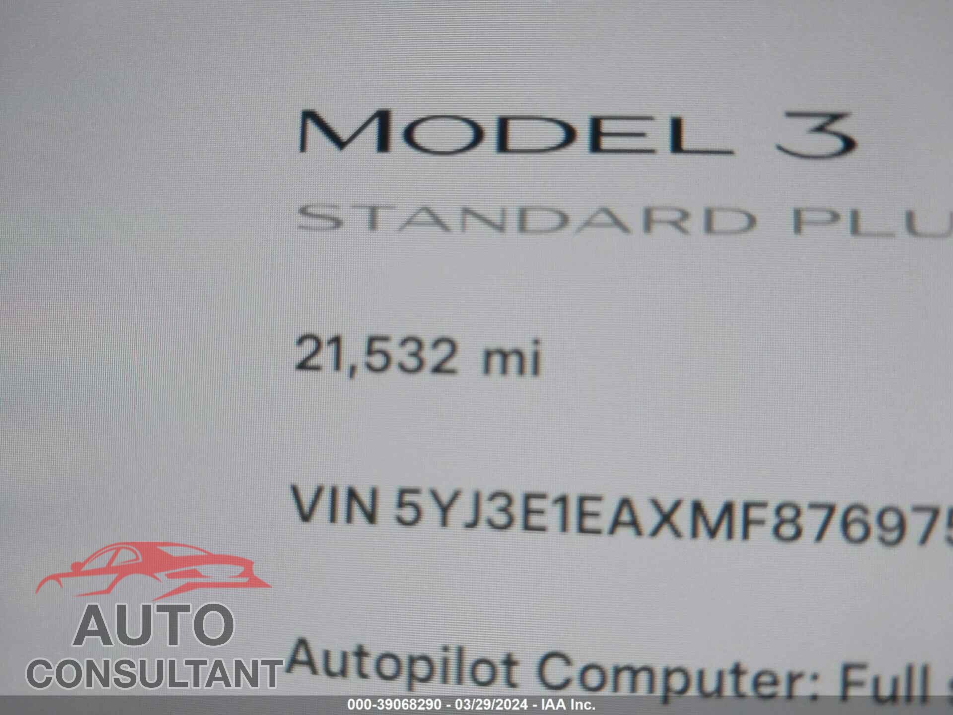 TESLA MODEL 3 2021 - 5YJ3E1EAXMF876975