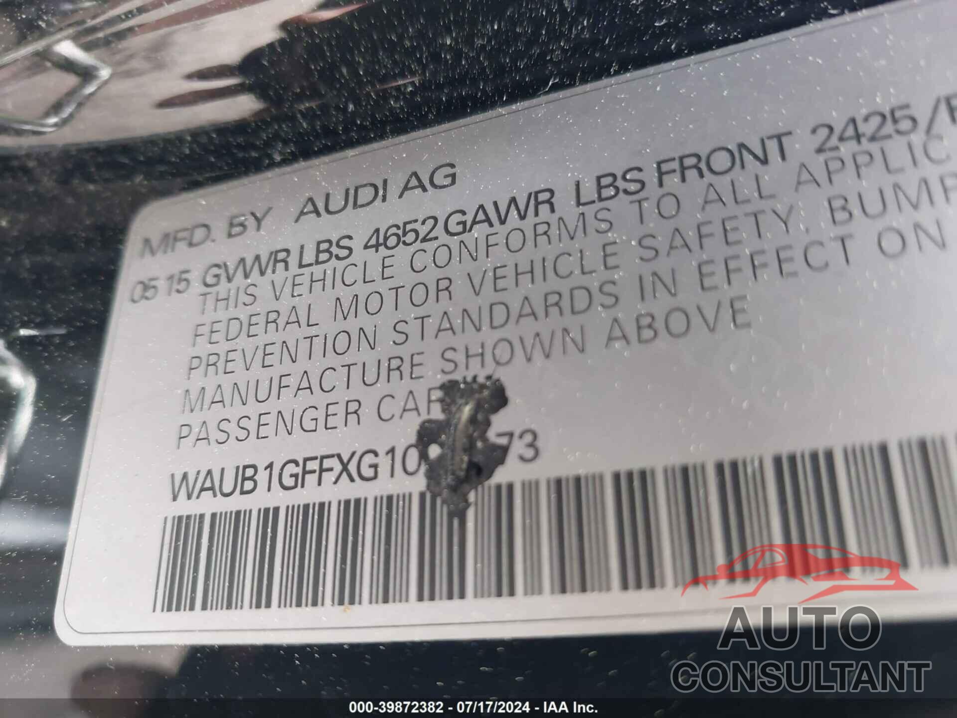 AUDI S3 2016 - WAUB1GFFXG1003273