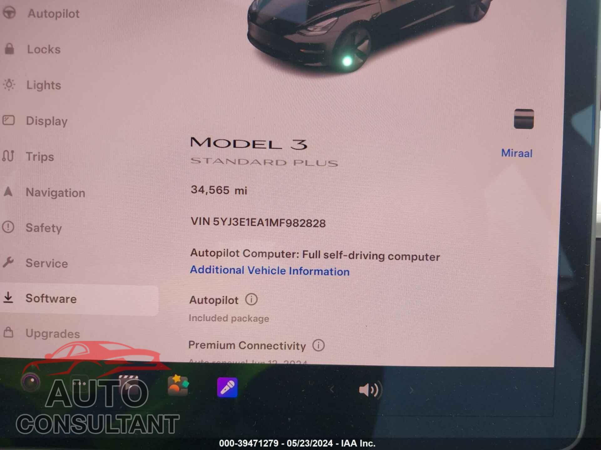 TESLA MODEL 3 2021 - 5YJ3E1EA1MF982828